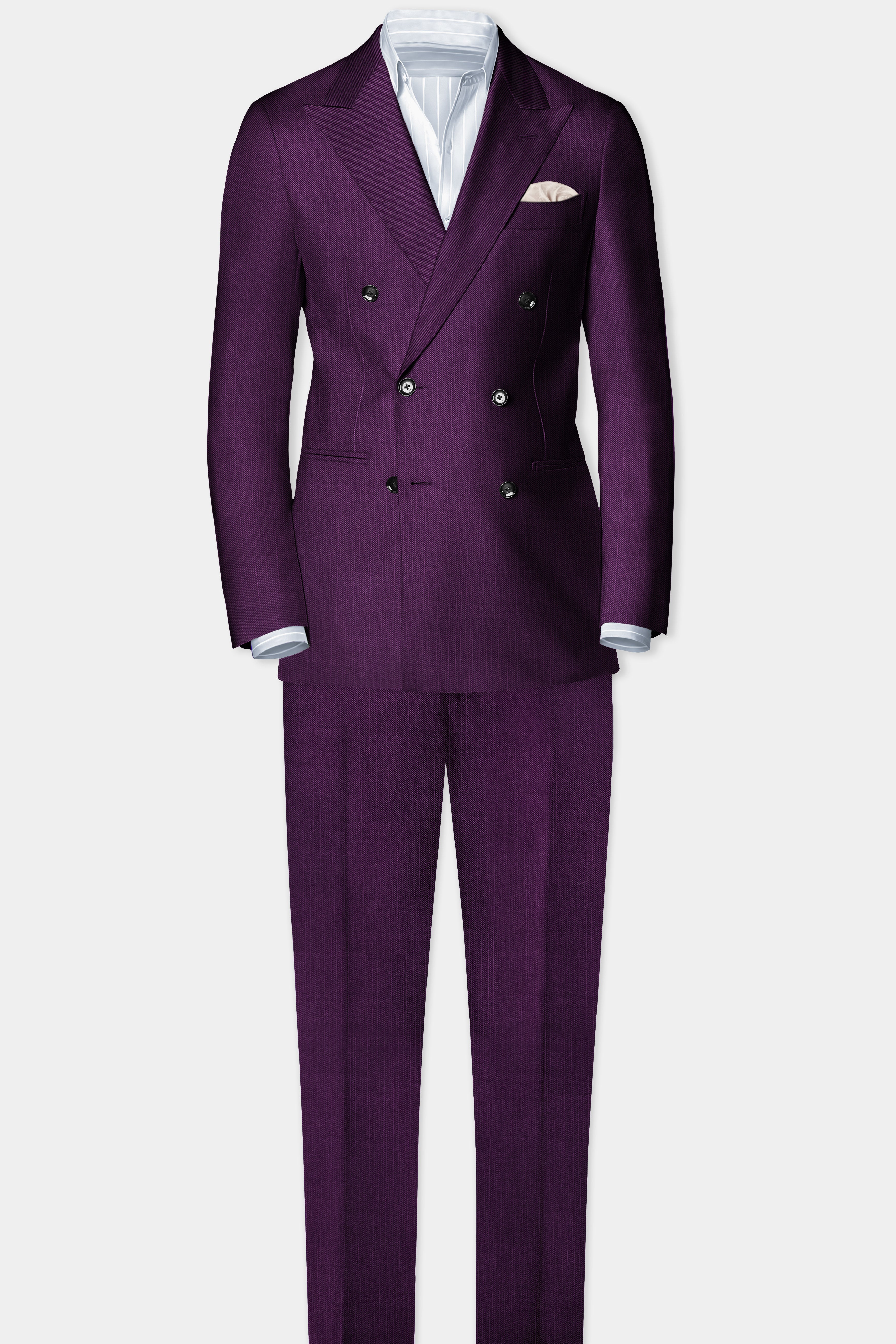 Orchid-Grape Purple Solid Wool Rich Double Breasted Stretchable traveler Blazer