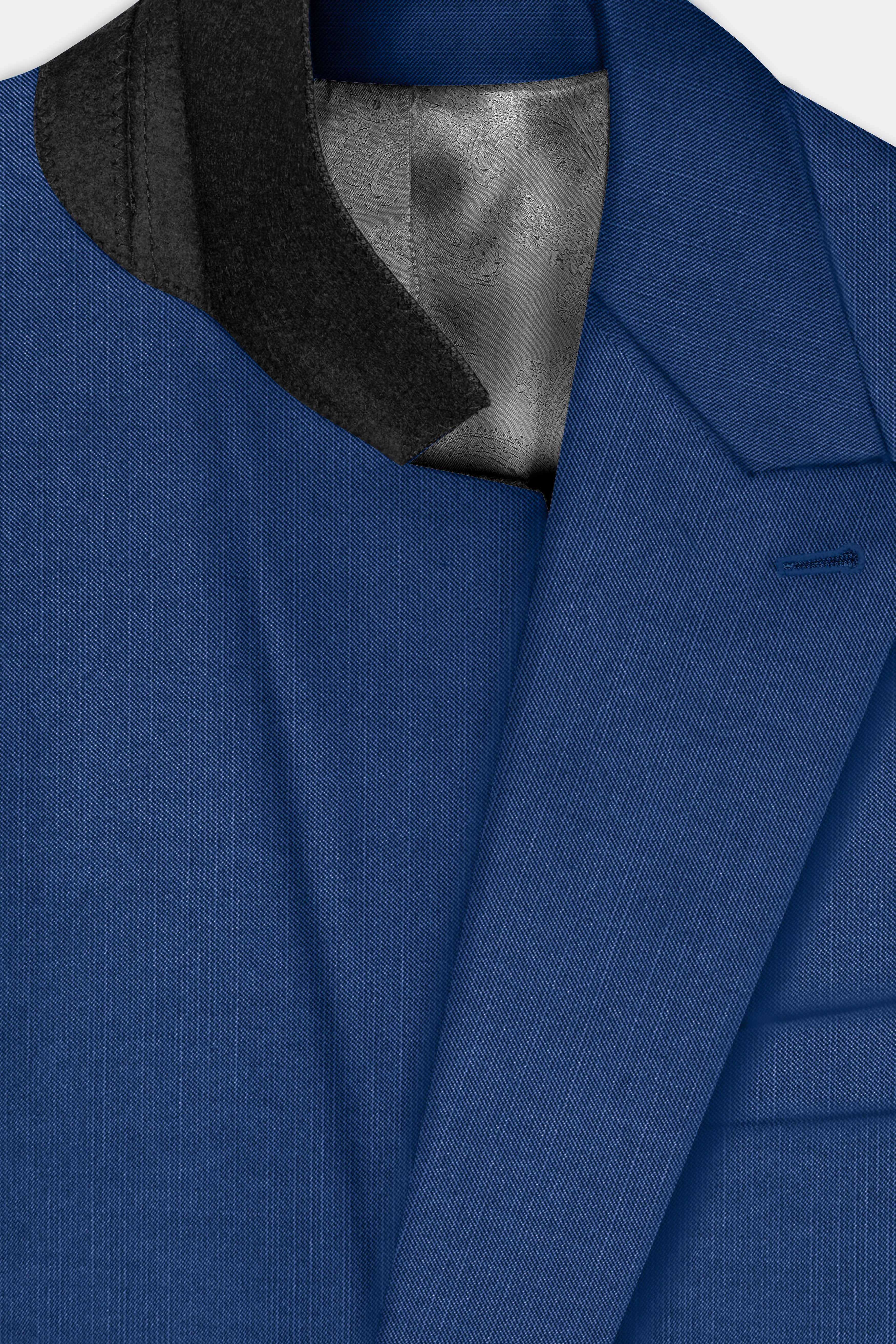Marinoir-Cello Blue Solid Wool Rich Double Breasted Stretchable traveler Blazer