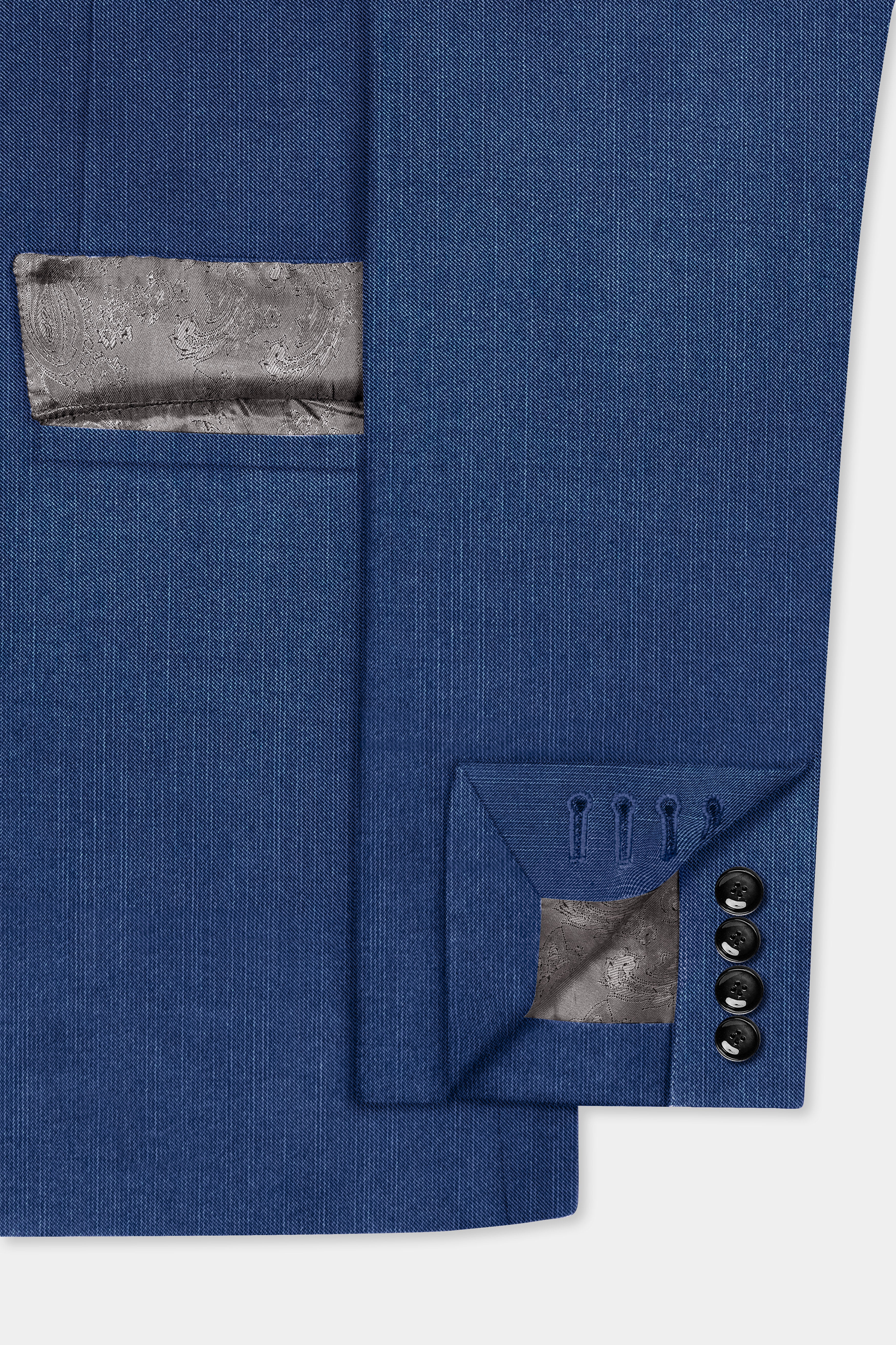 Marinoir-Cello Blue Solid Wool Rich Double Breasted Slight Stretch Blazer