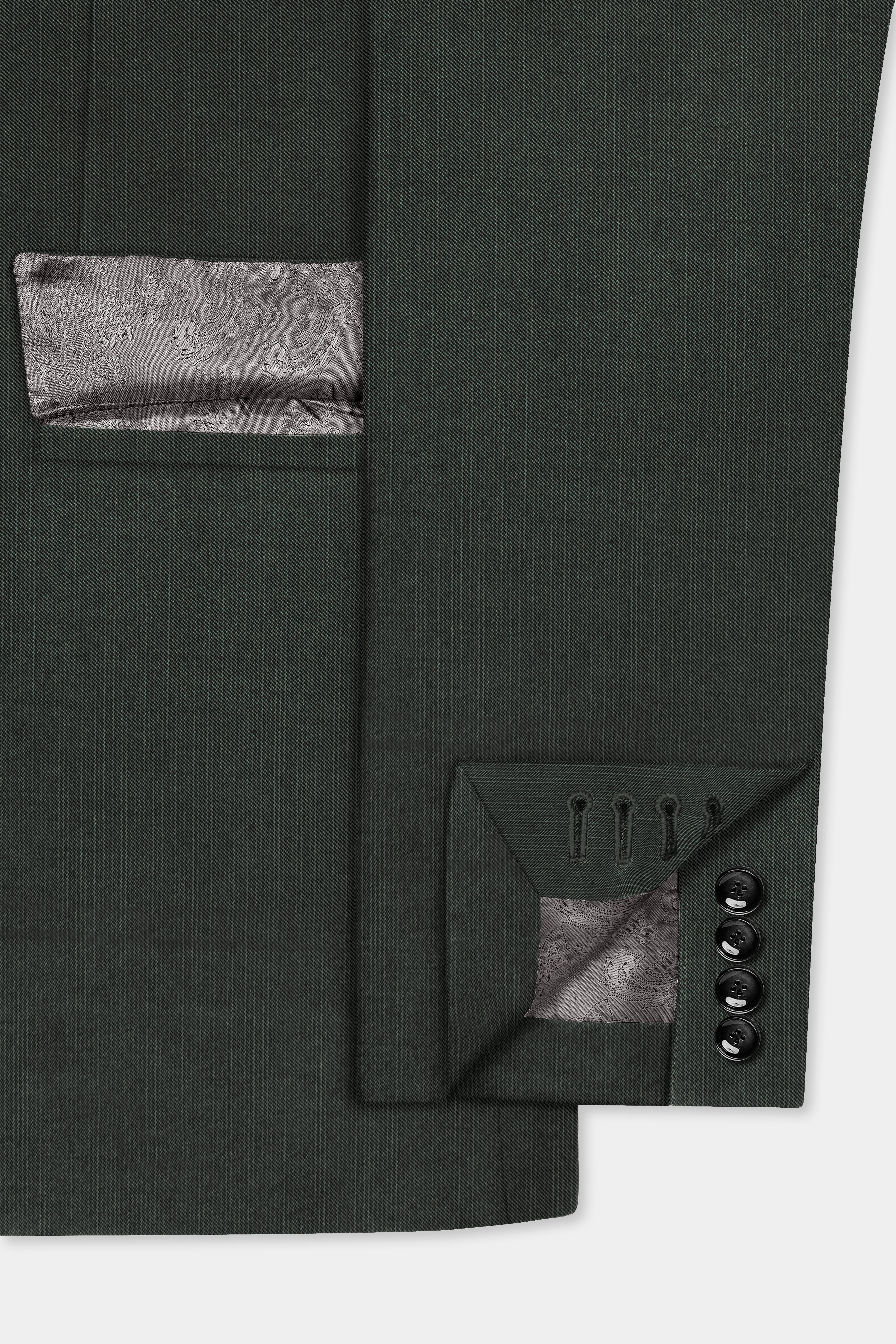 Shafton-Mine Shaft Green Solid Wool Rich Double Breasted Slight Stretch Blazer