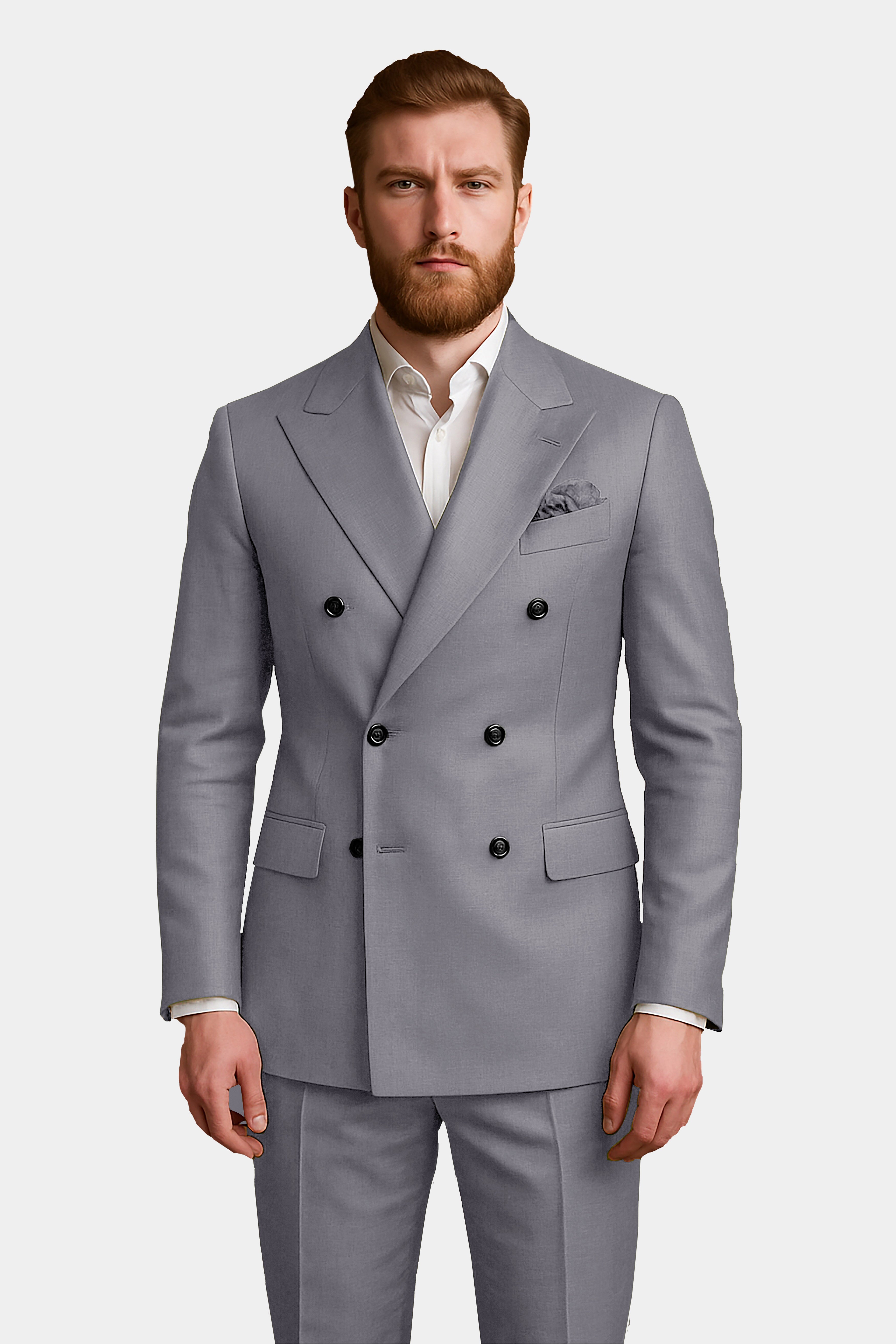 Dorian-Friar Gray Solid Wool Rich Double Breasted Slight Stretch Blazer
