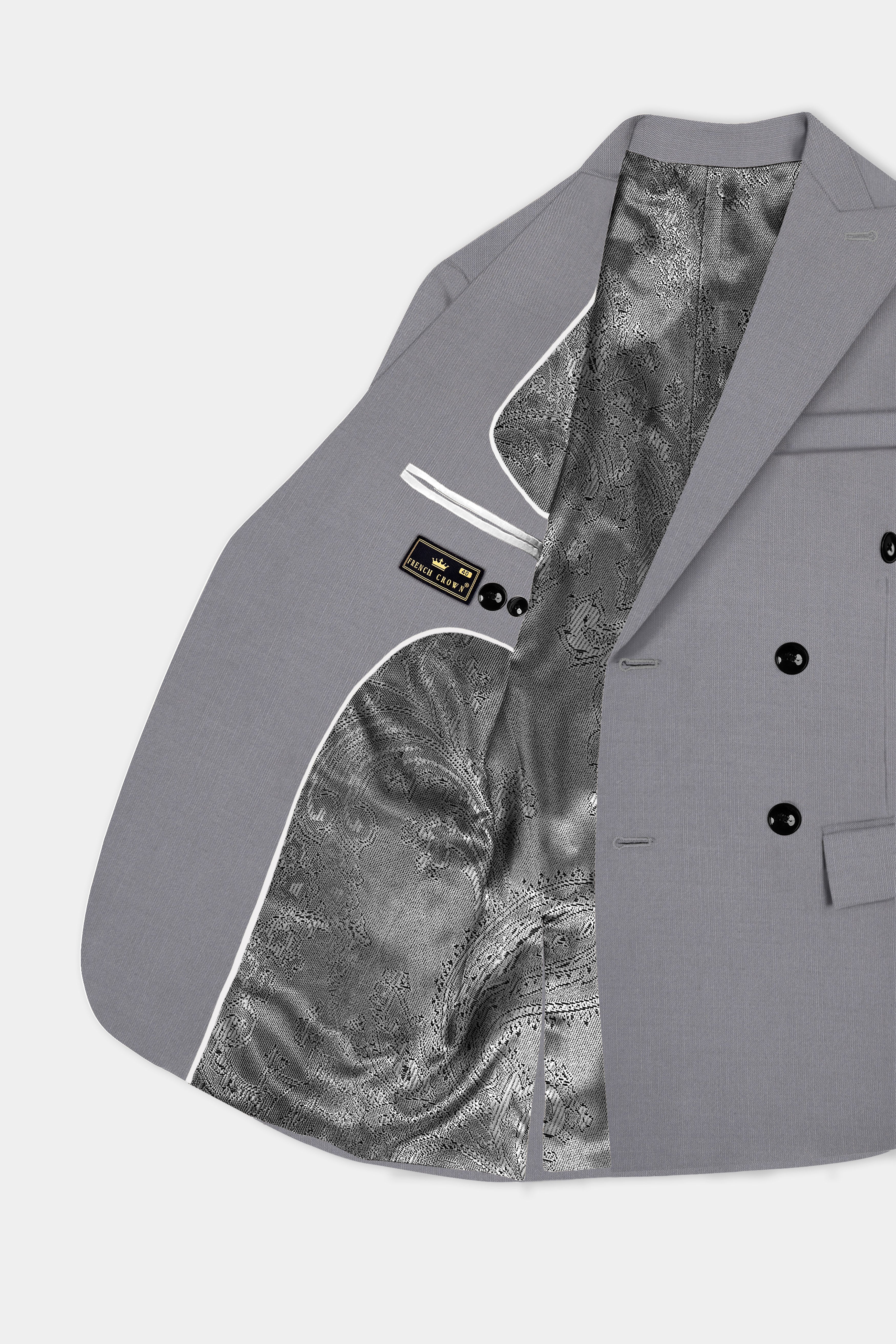 Dorian-Friar Gray Solid Premium Wool Rich Double Breasted Blazer