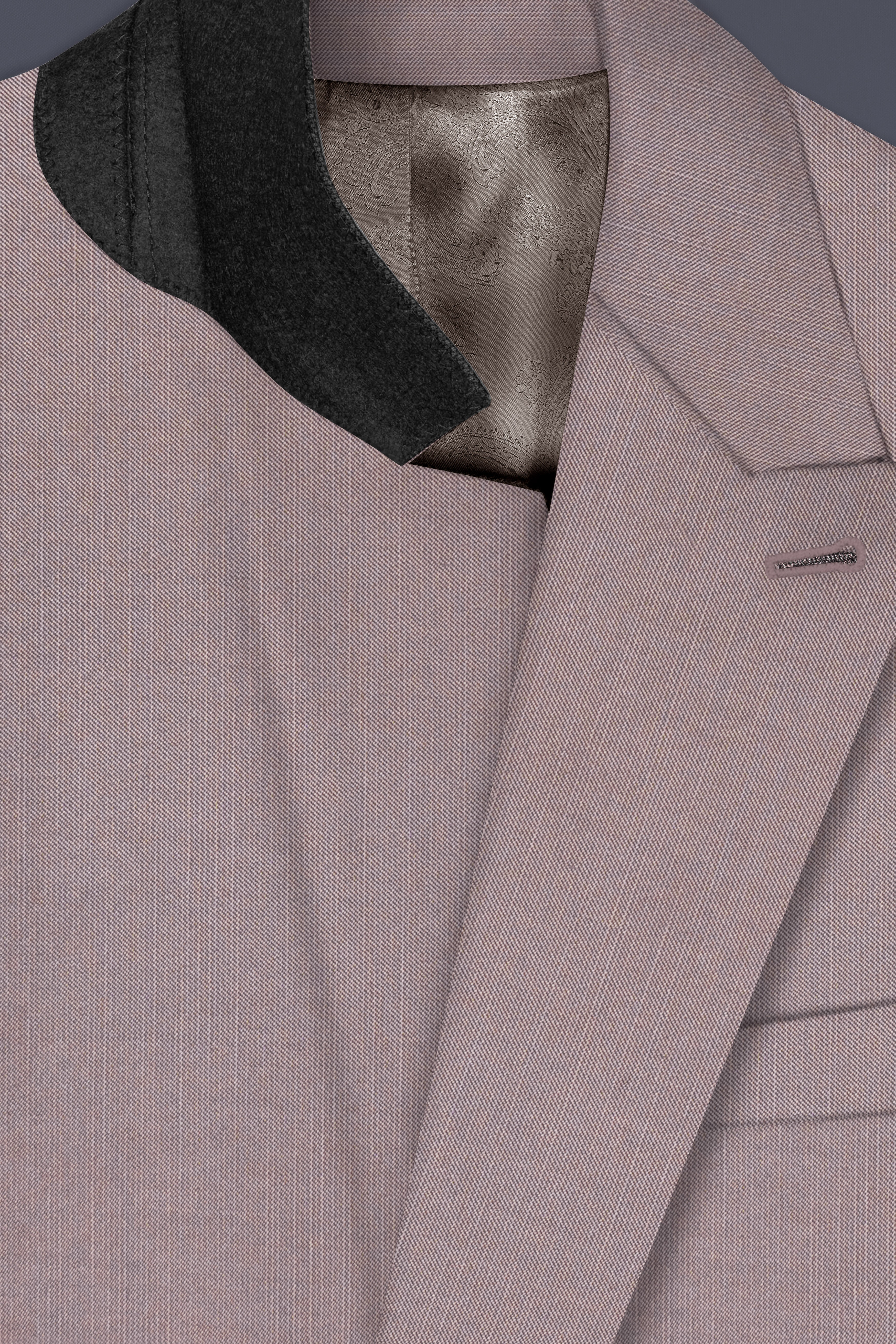 Amour-Rose Quartz Pink Solid Wool Rich Double Breasted Slight Stretch Blazer