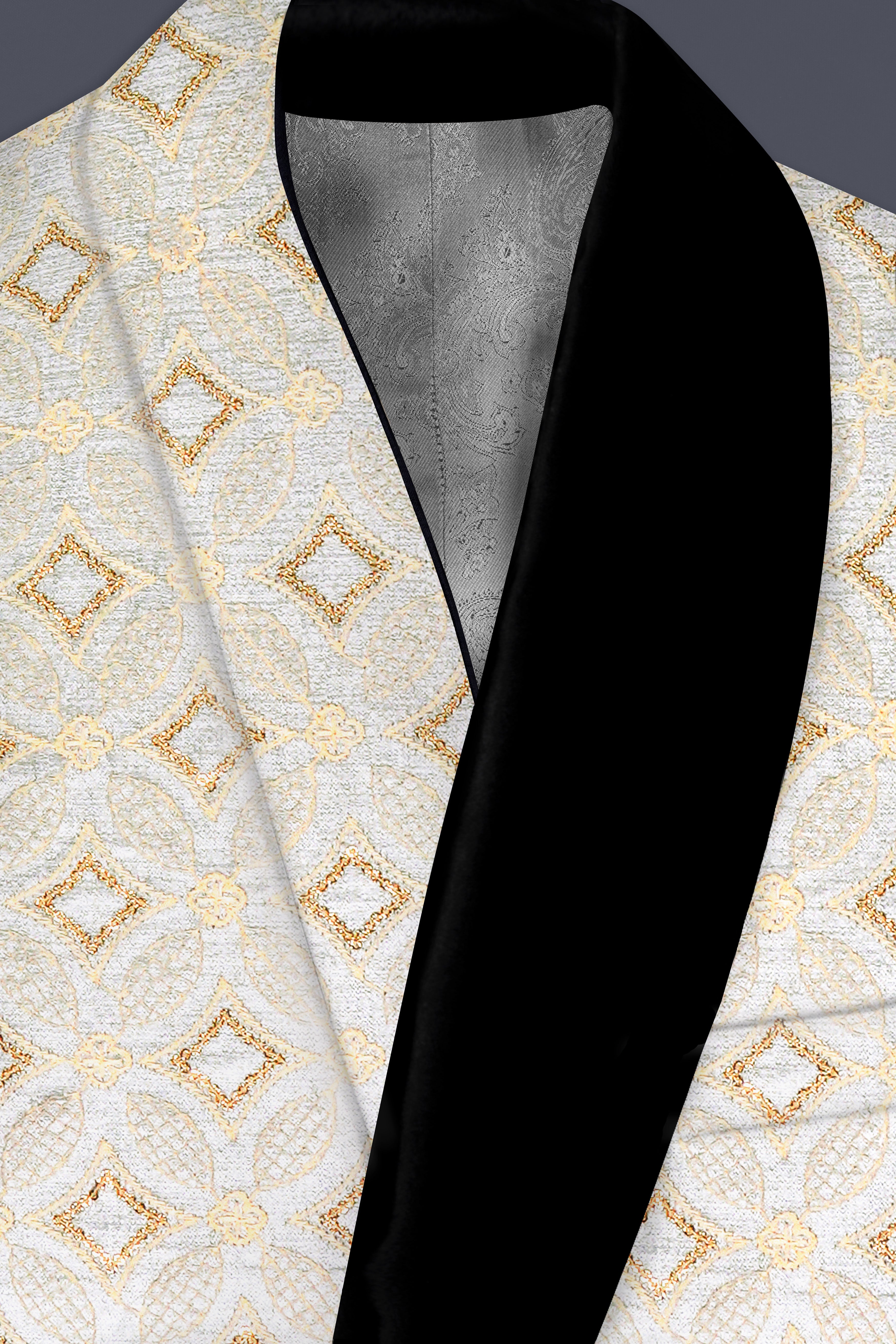 Off White And Sunset Pink Flower Multicolor Sequin and thread Embroidered Tuxedo Blazer