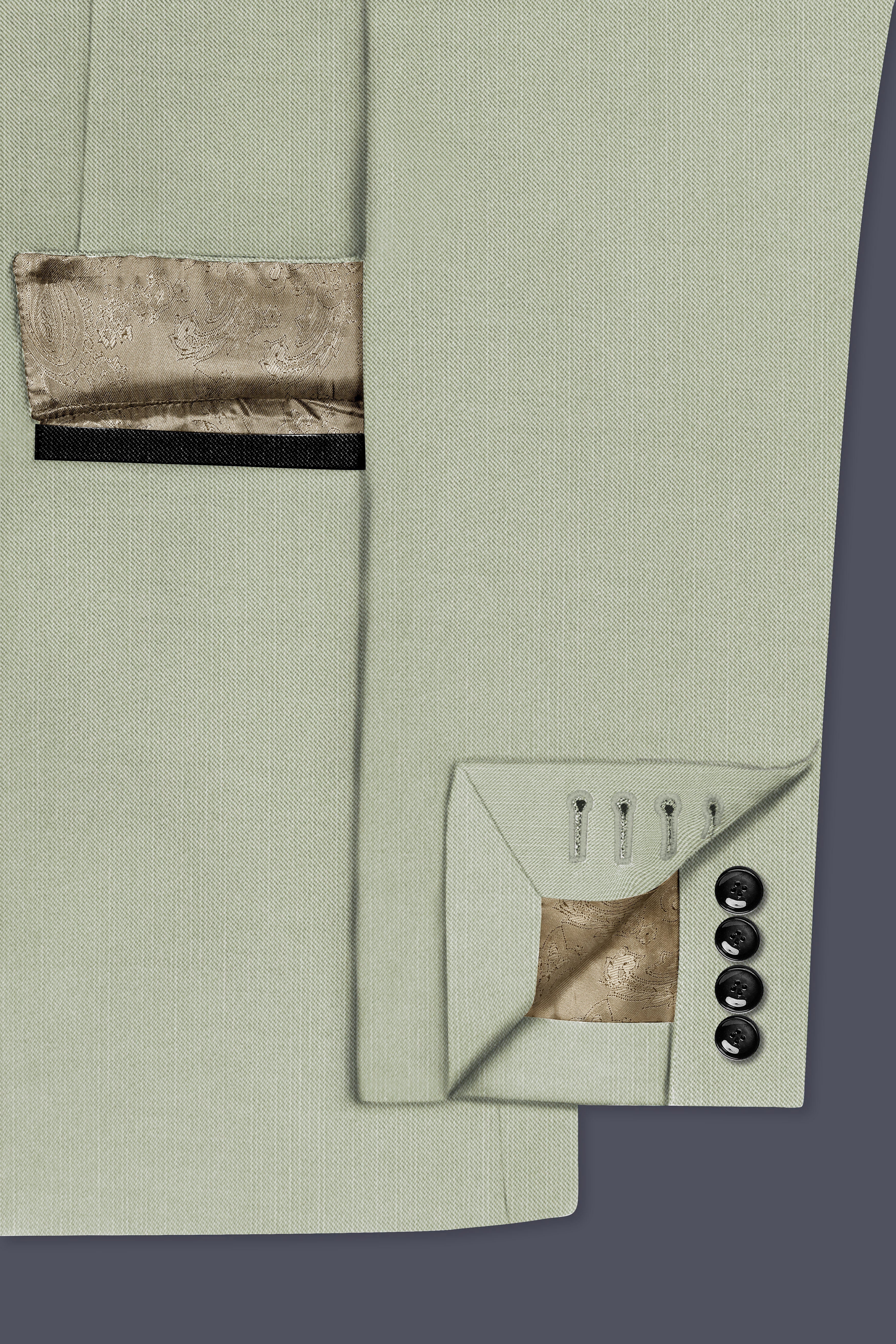 Lichen-Norway Green Wool Rich Slight Stretch Tuxedo Blazer