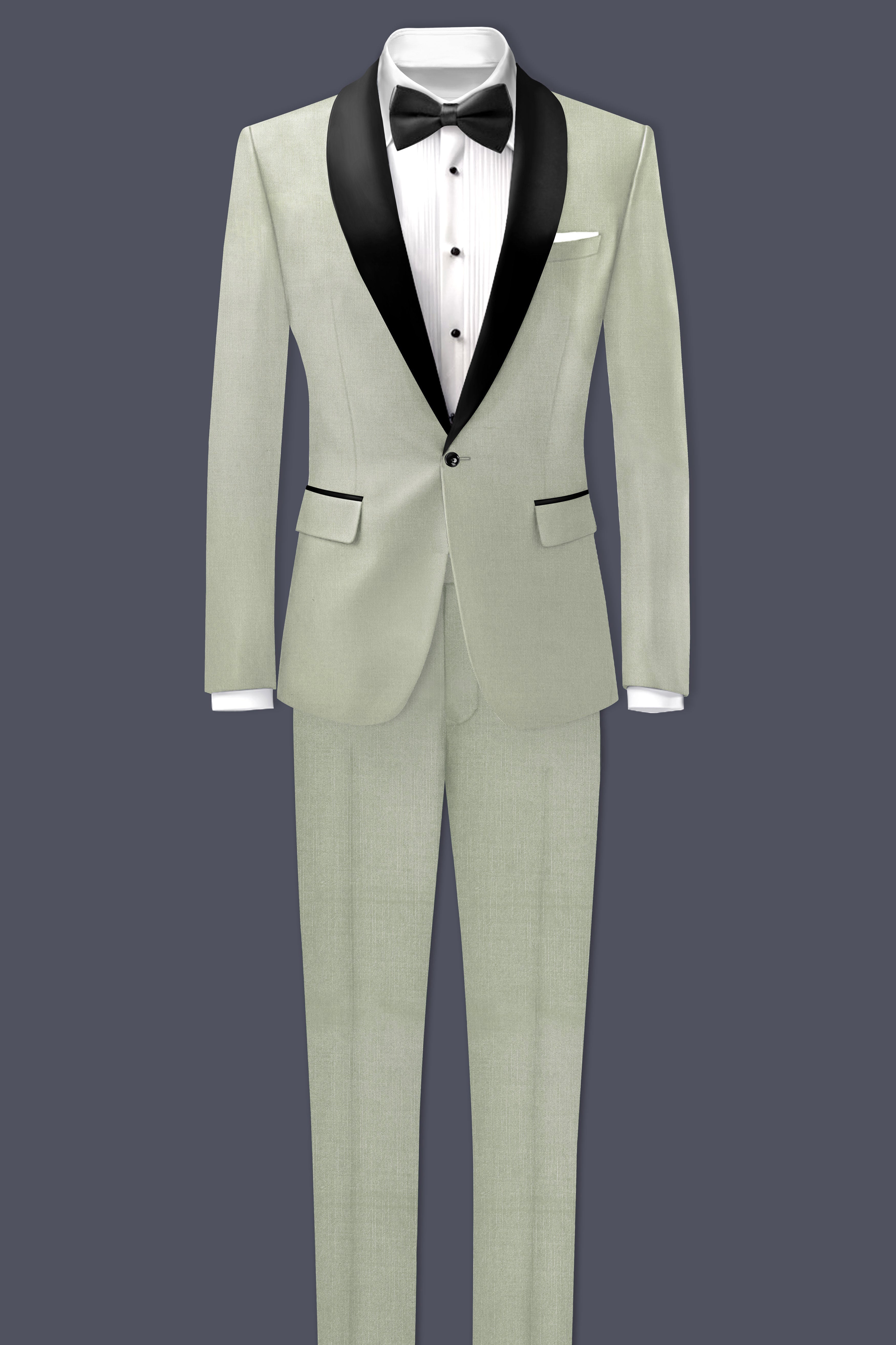 Lichen-Norway Green Wool Rich Slight Stretch Tuxedo Blazer