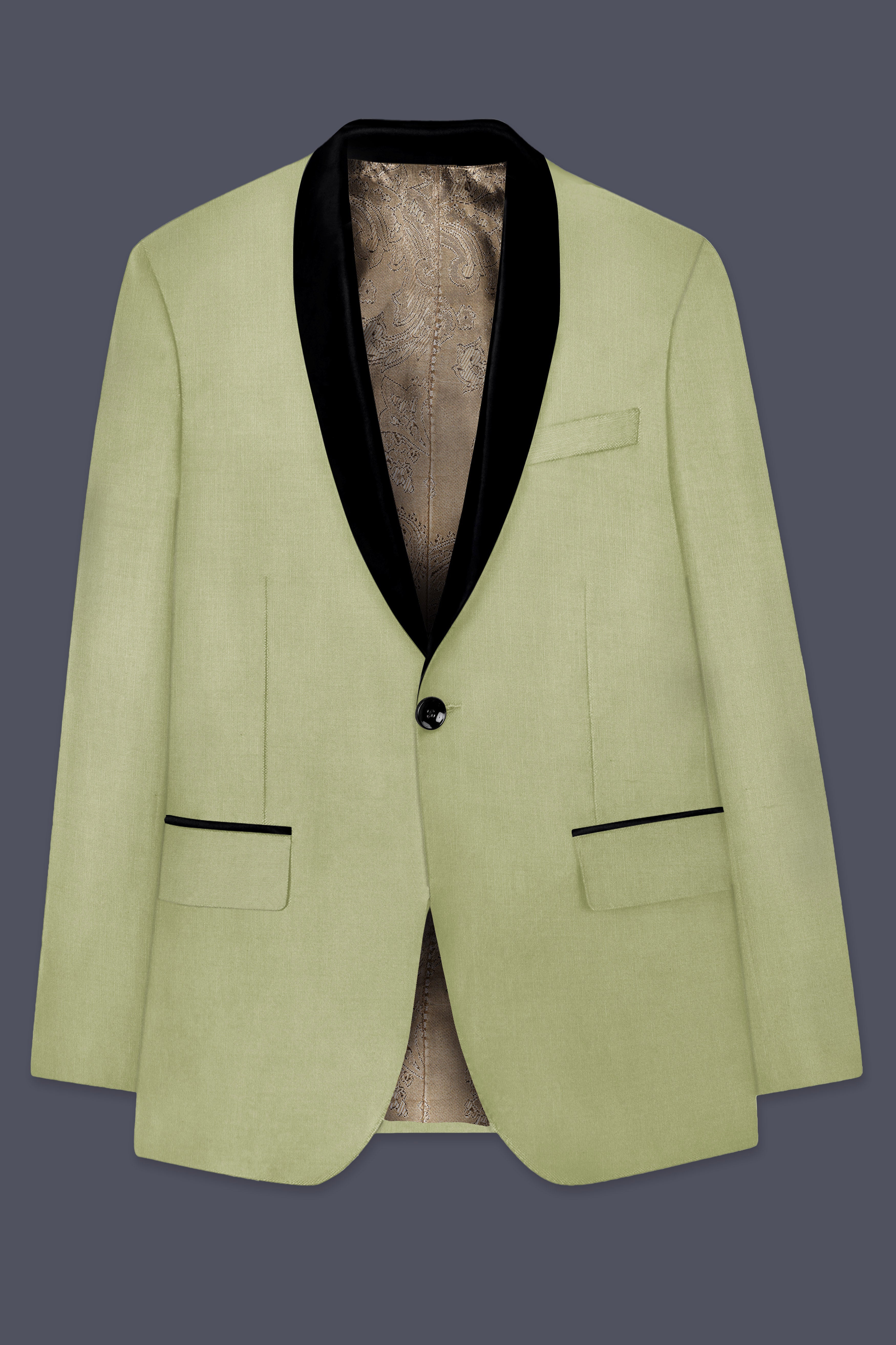 Marsh-Swamp Green Wool Rich Tuxedo Slight Stretch Blazer