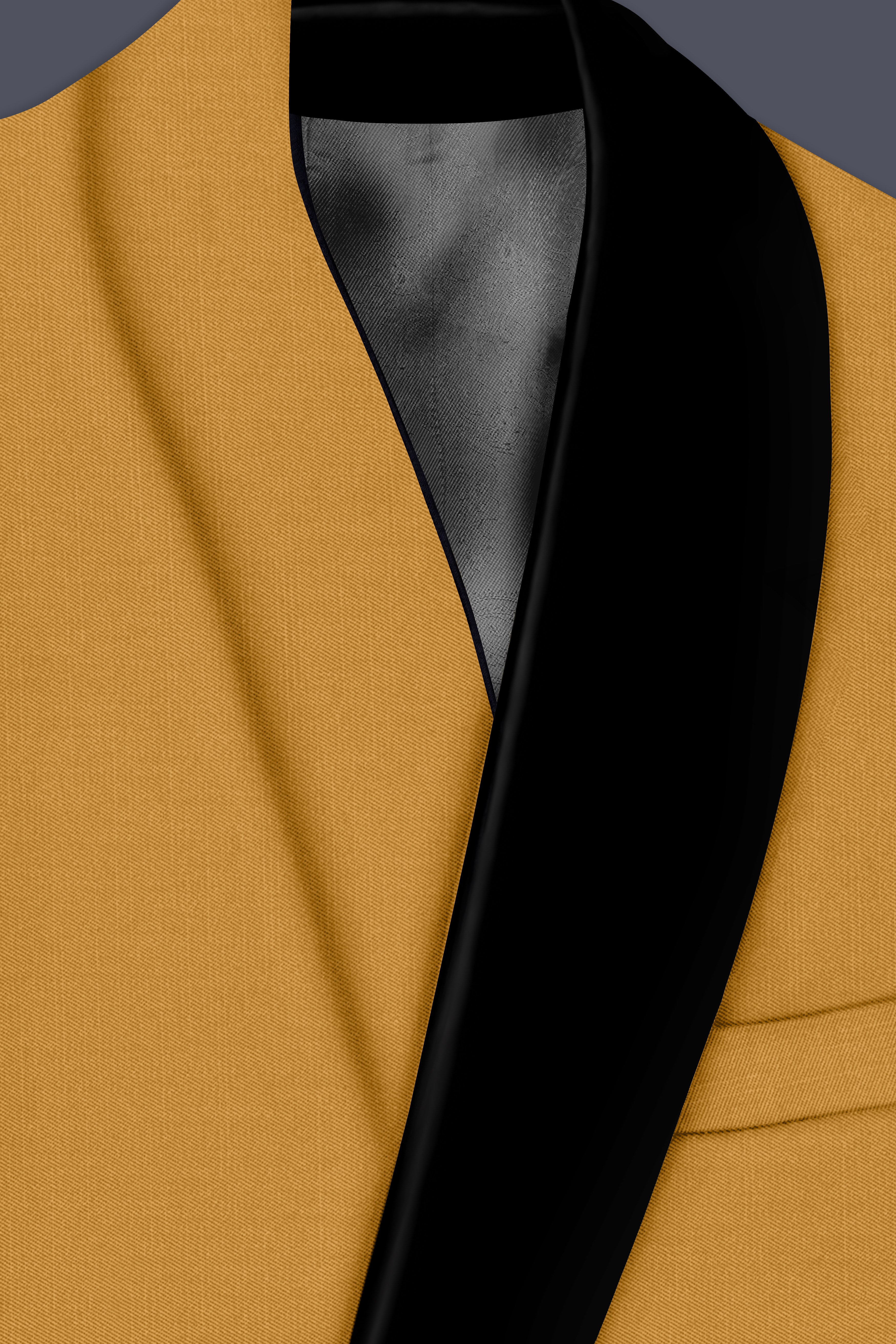 Saffron-Harvest Yellow Wool Rich Tuxedo Slight Stretch Blazer