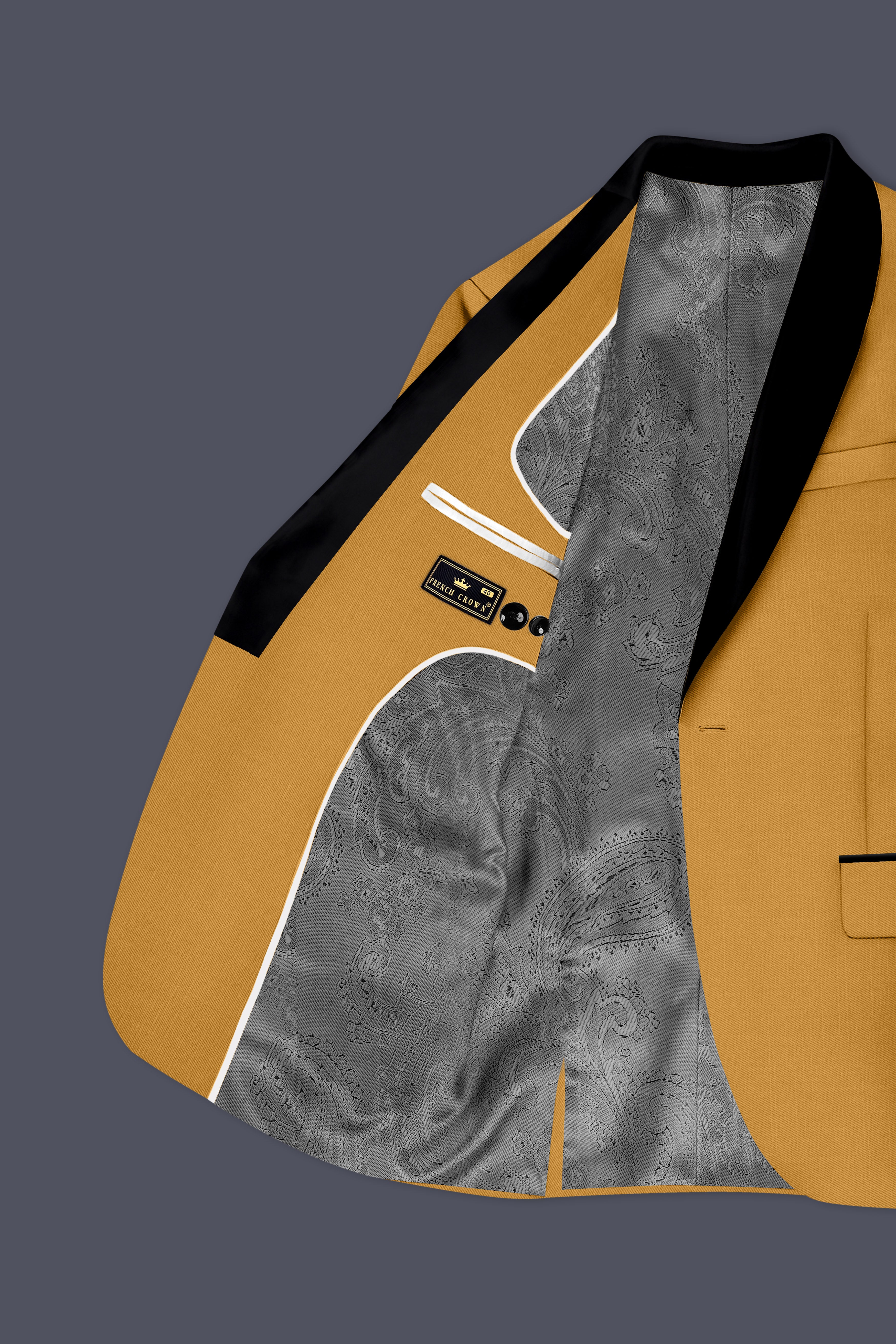 Saffron-Harvest Yellow Wool Rich Tuxedo Slight Stretch Blazer