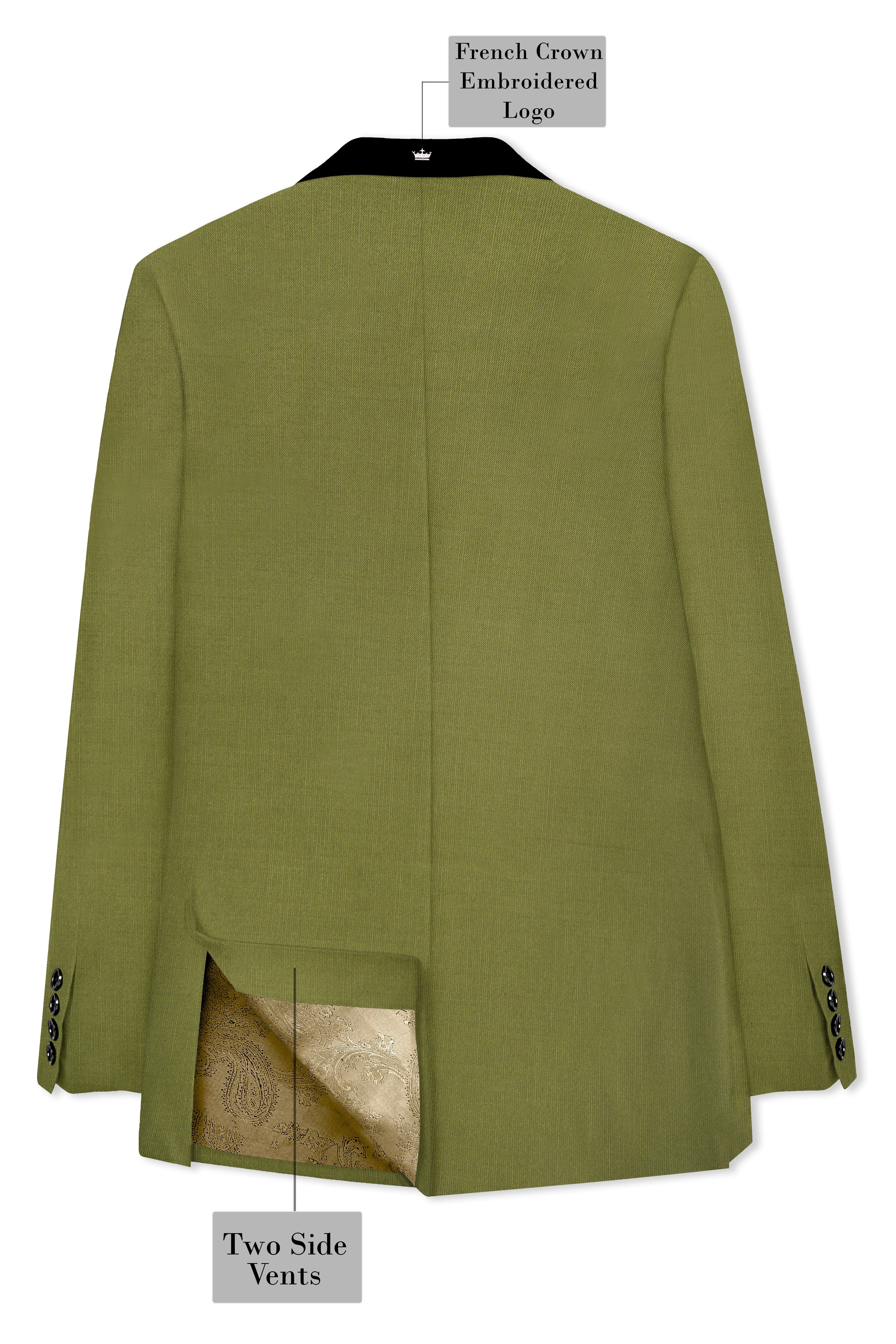 Glade-Muddy Green Wool Rich Tuxedo Slight Stretch Blazer