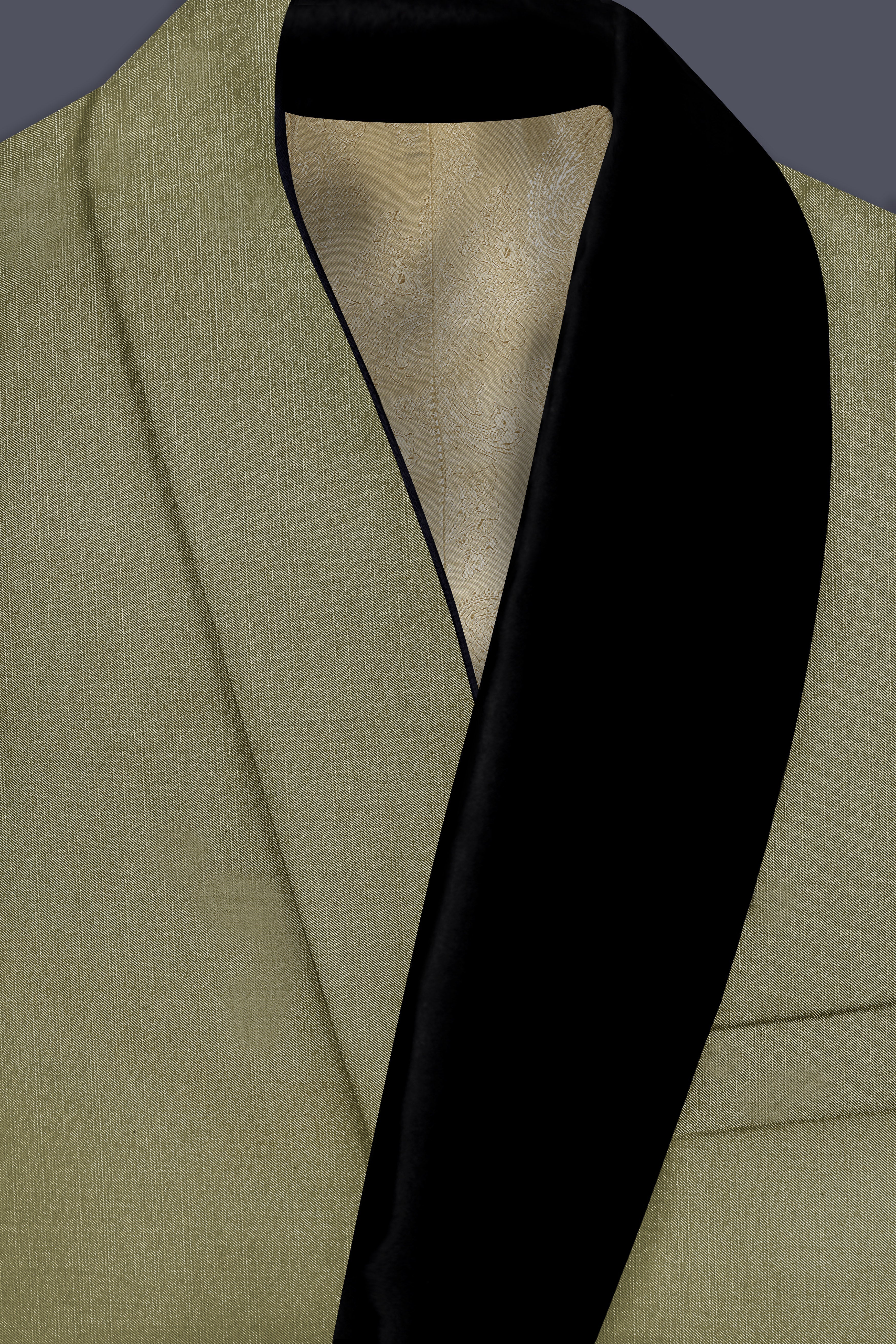 Citron-Lemon Grass Green Wool Rich Tuxedo Slight Stretch Blazer
