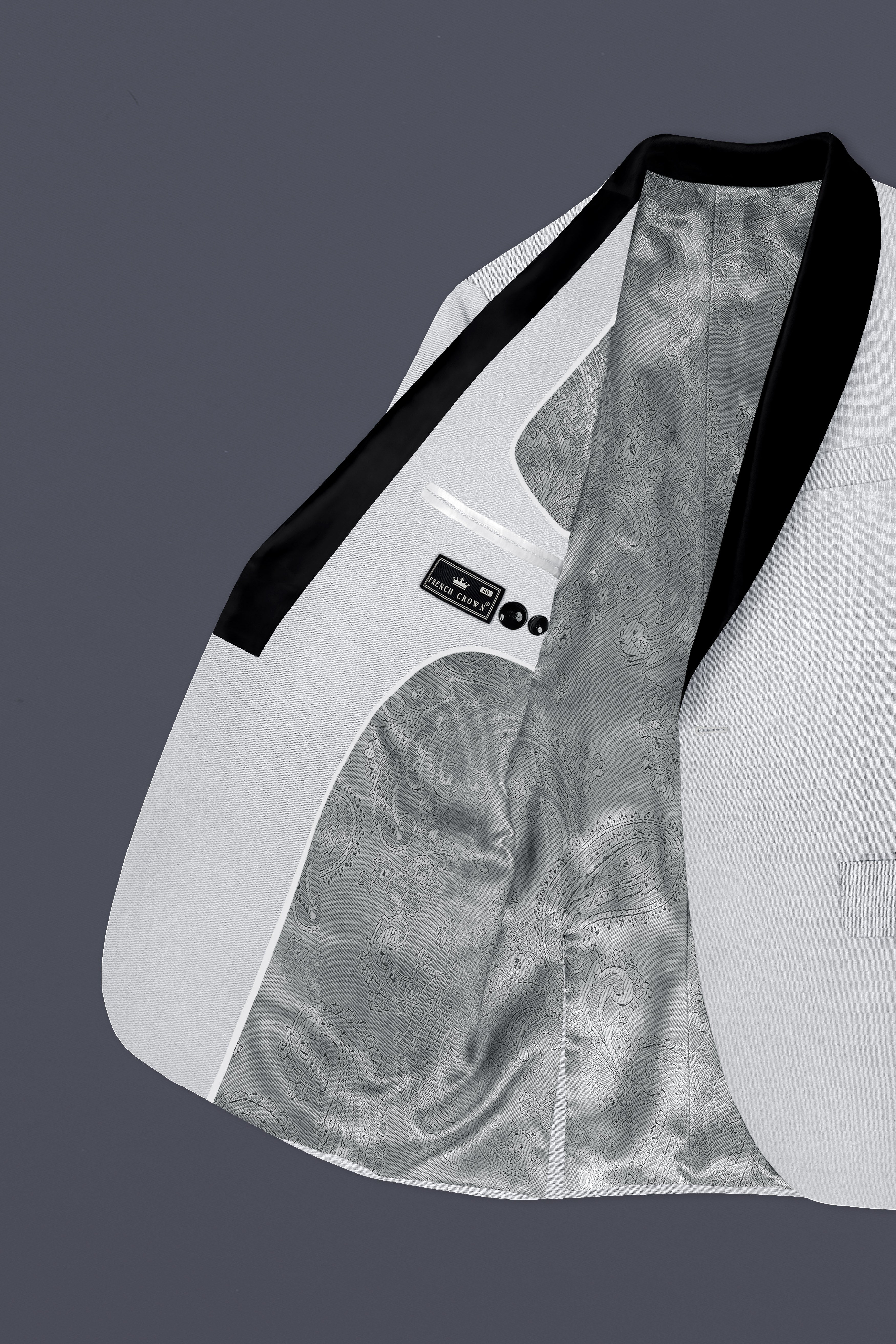 Granite-Alto Gray Wool Rich Tuxedo Slight Stretch Blazer