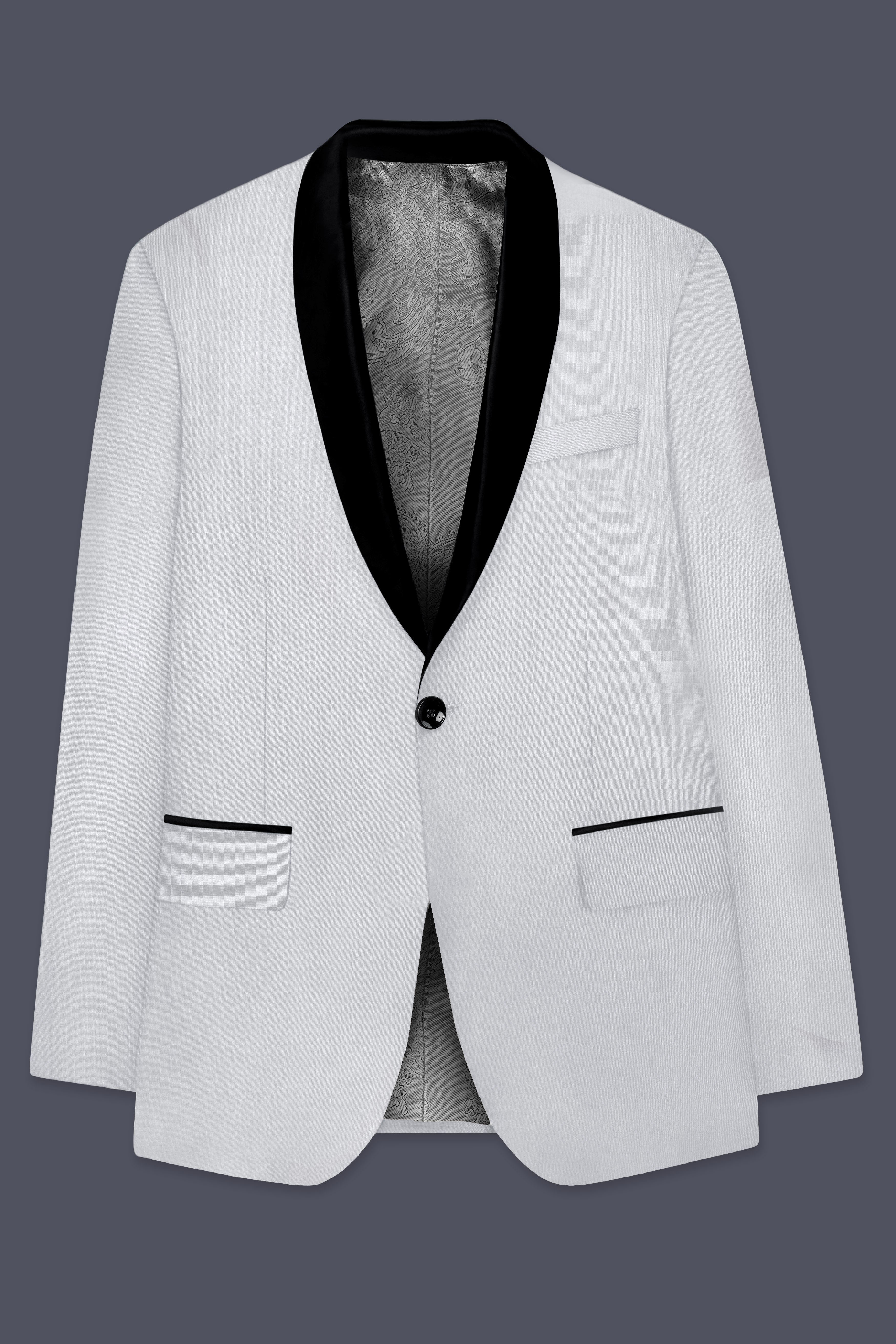 Granite-Alto Gray Wool Rich Tuxedo Slight Stretch Blazer