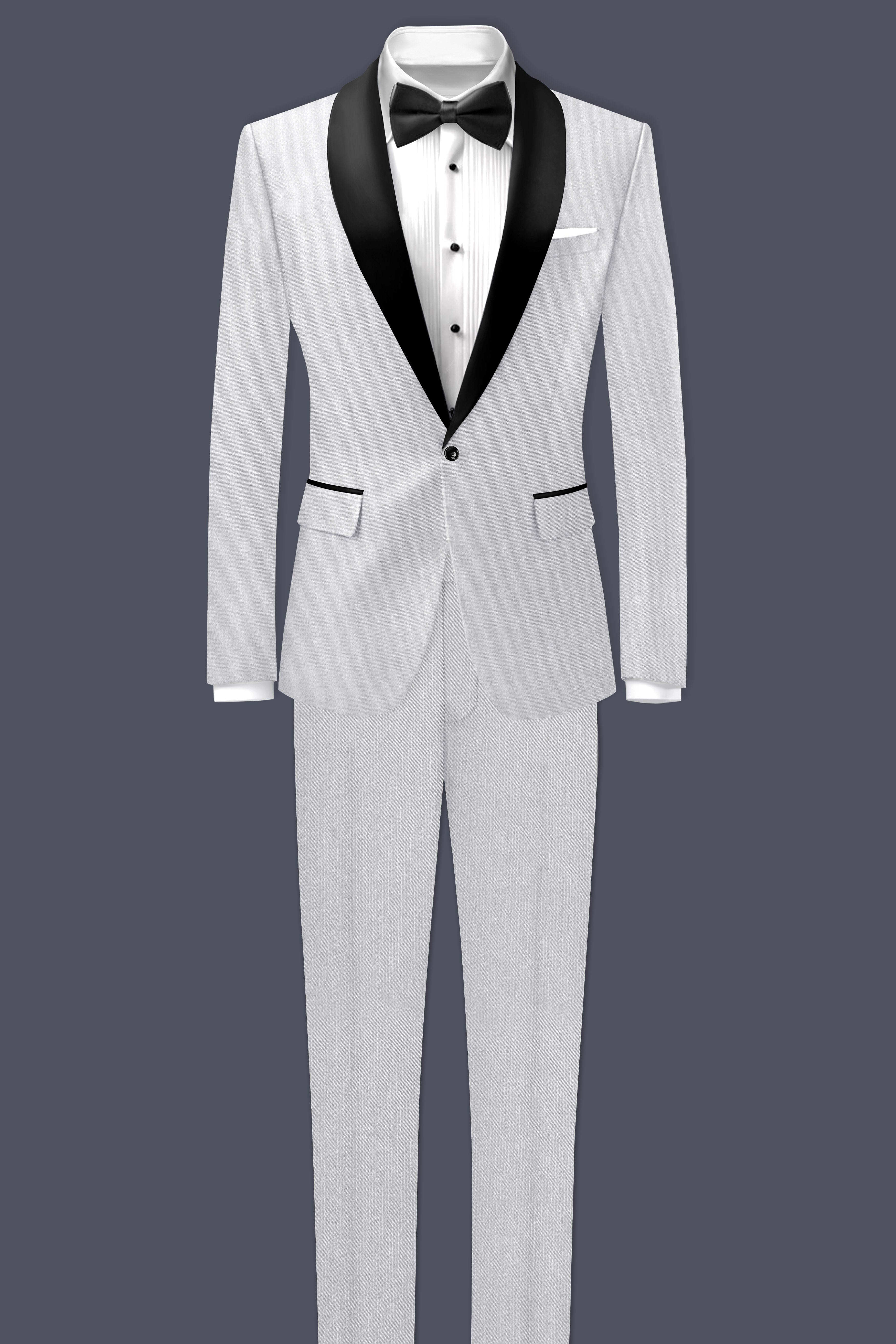 Granite-Alto Gray Wool Rich Tuxedo Slight Stretch Blazer