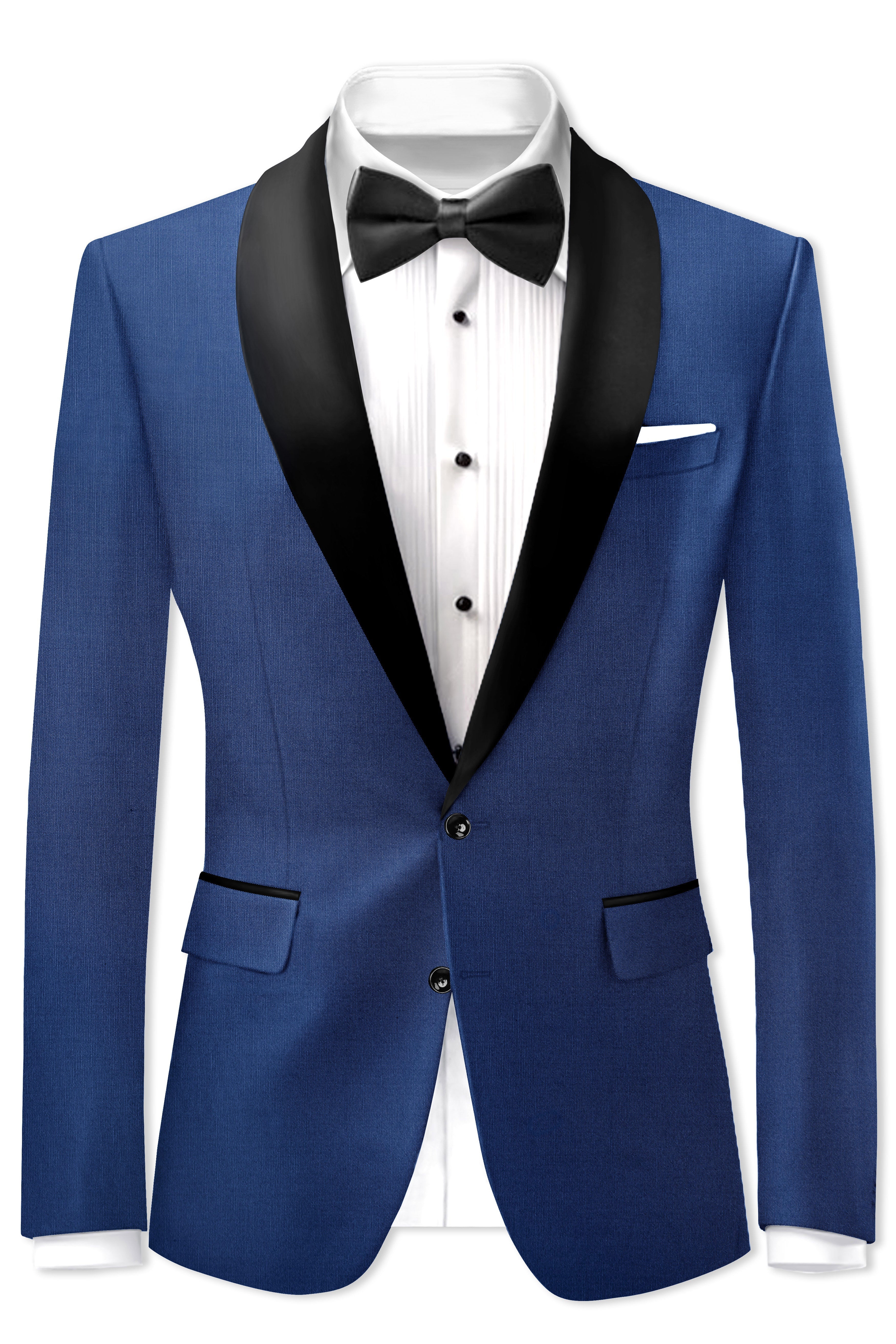 Marinoir-Cello Blue Wool Rich Tuxedo Stretchable Traveler Blazer