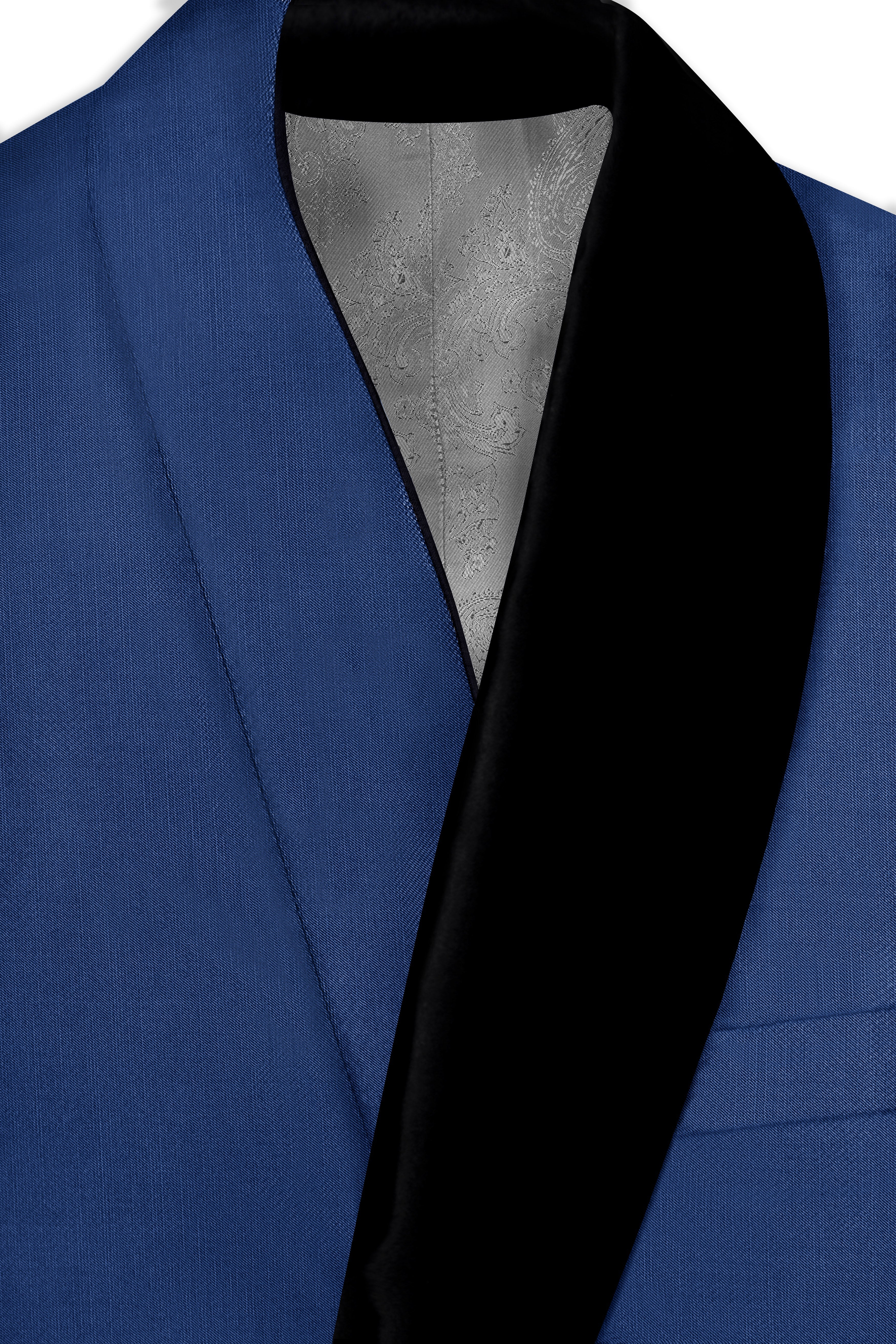 Marinoir-Cello Blue Wool Rich Tuxedo Stretchable Traveler Blazer