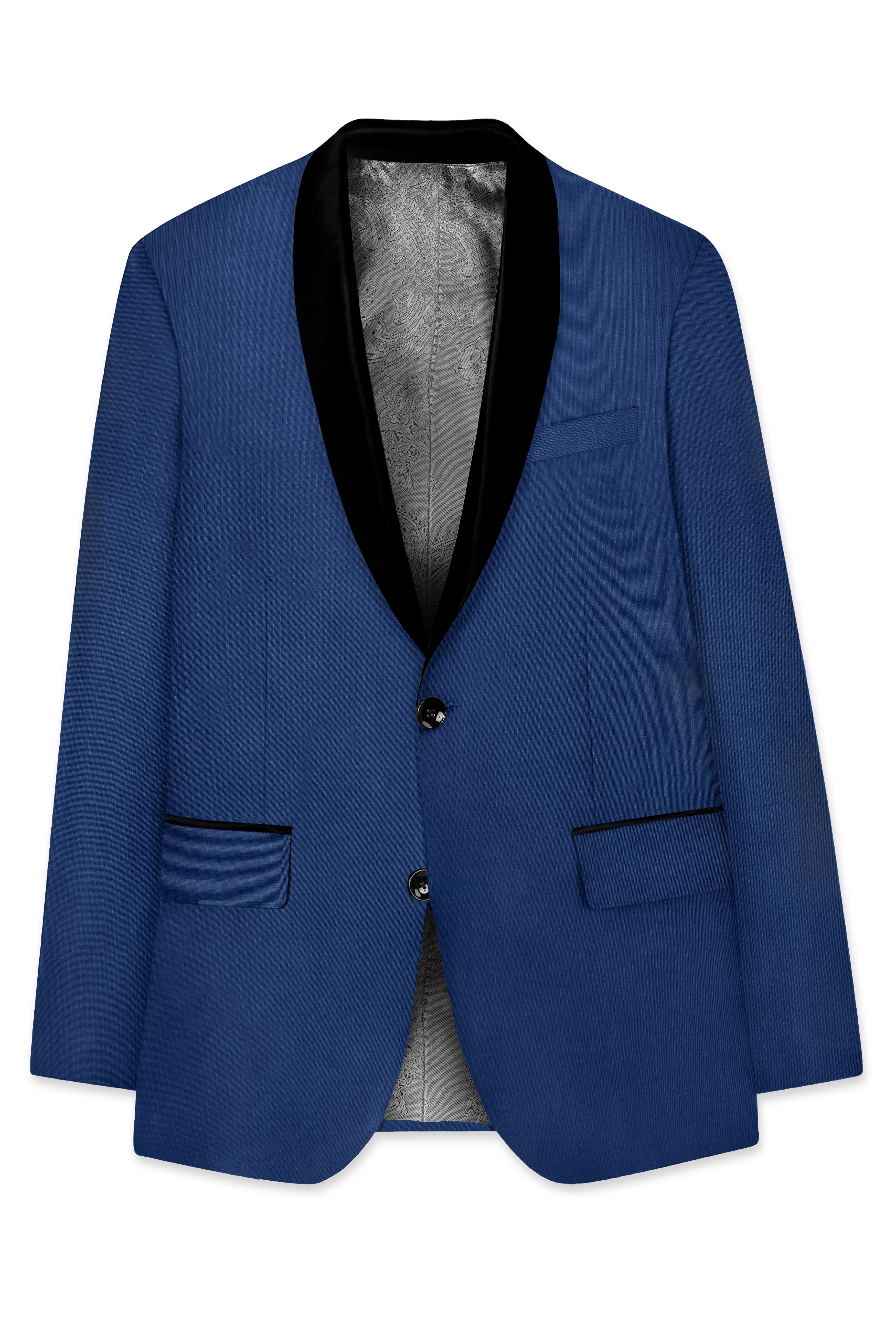 Marinoir-Cello Blue Wool Rich Tuxedo Stretchable Traveler Blazer