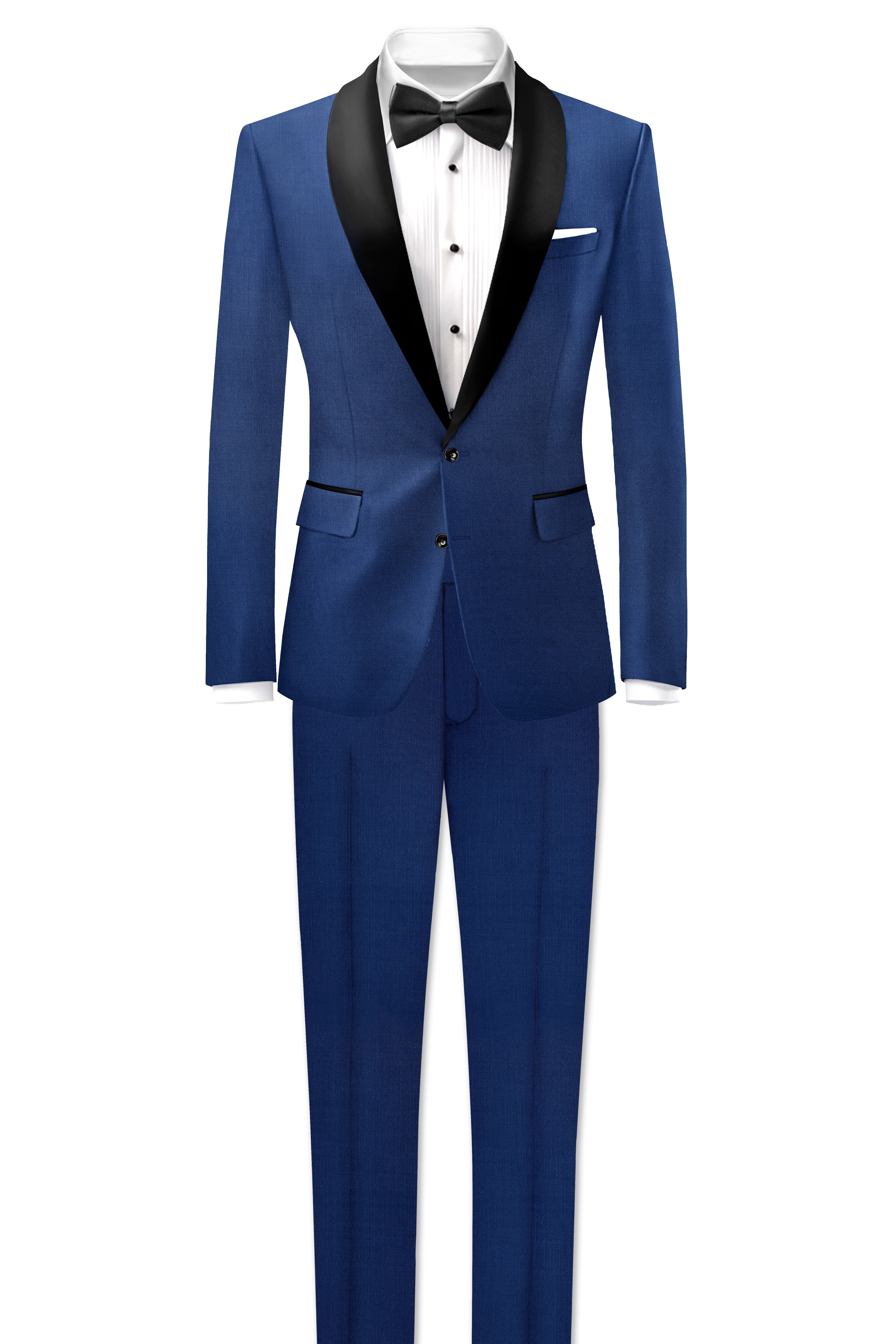 Marinoir-Cello Blue Wool Rich Tuxedo Stretchable Traveler Blazer