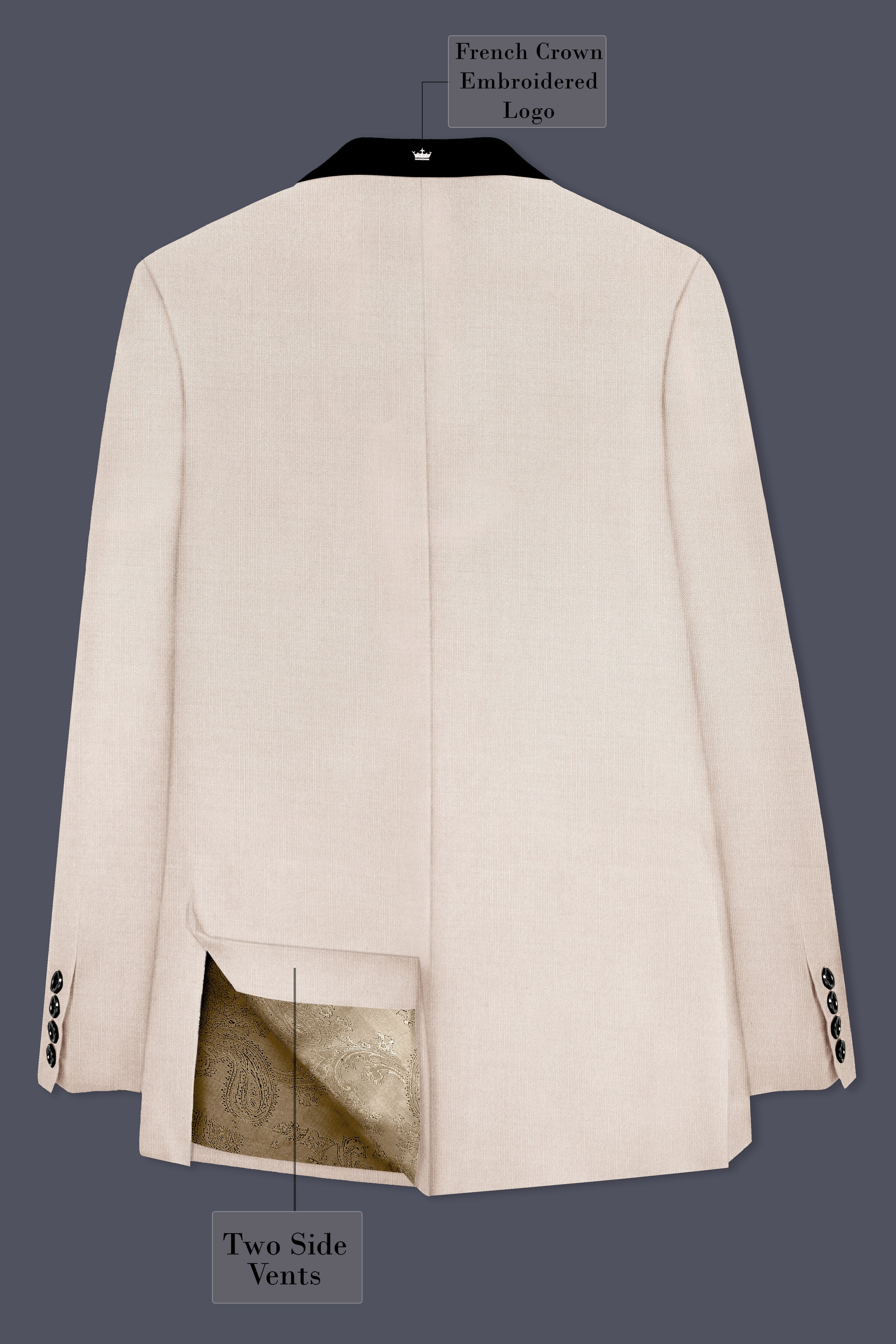 Biscotti-Parchment Cream Wool Rich Tuxedo Stretchable Traveler Blazer
