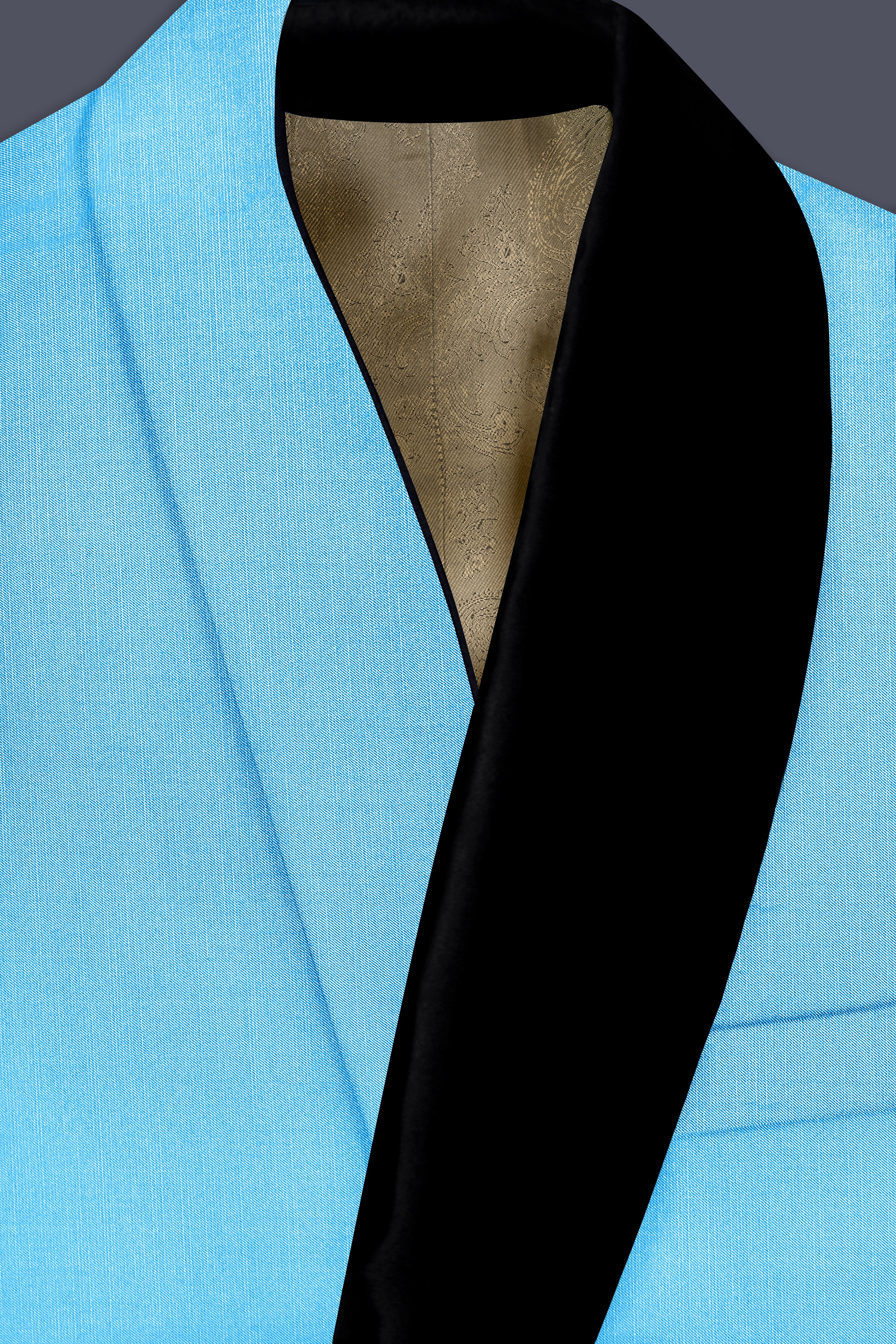 Iceland-Aquamarine Blue Wool Rich Tuxedo Stretchable Traveler Blazer