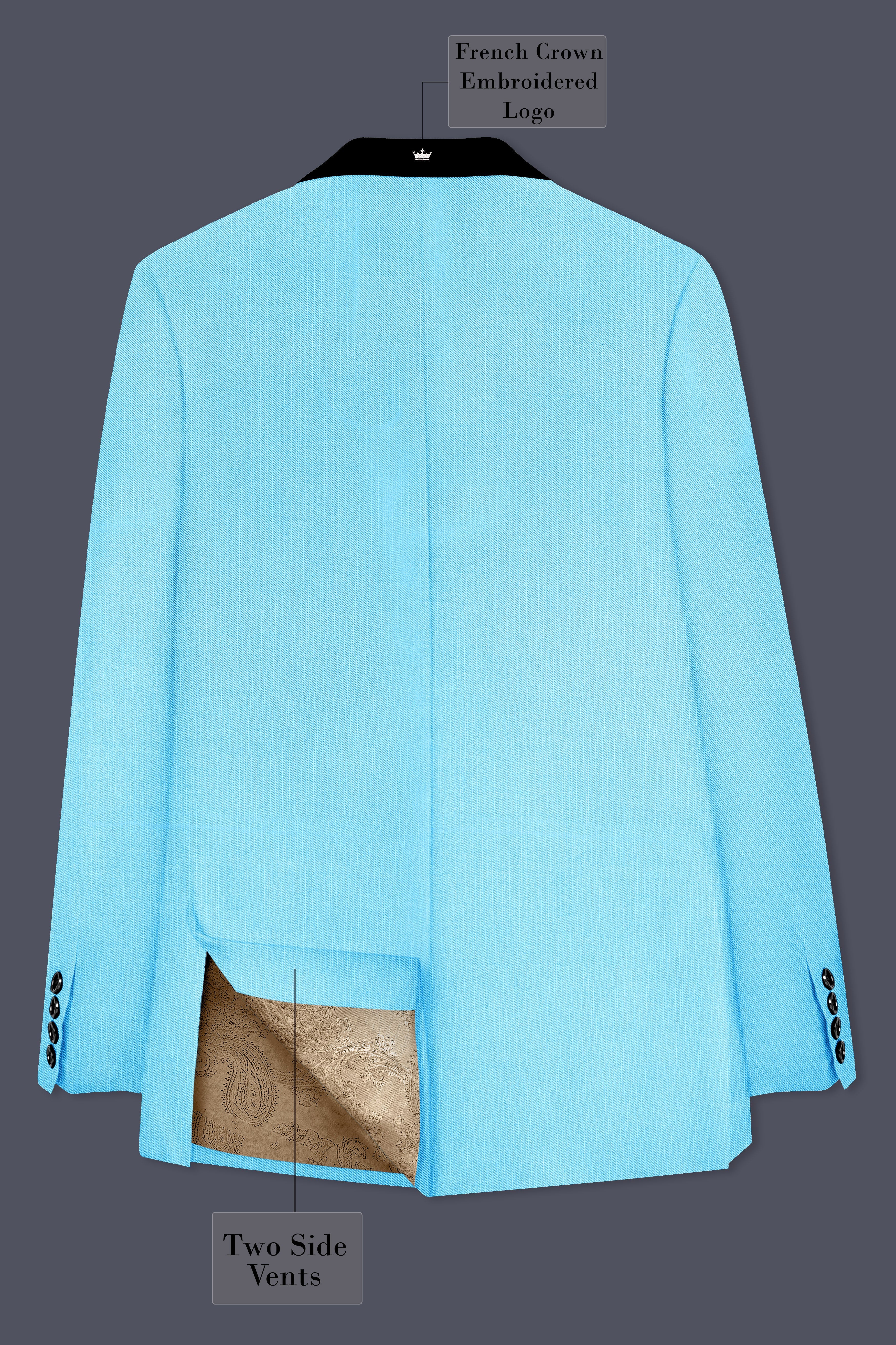 Iceland-Aquamarine Blue Wool Rich Tuxedo Stretchable Traveler Blazer