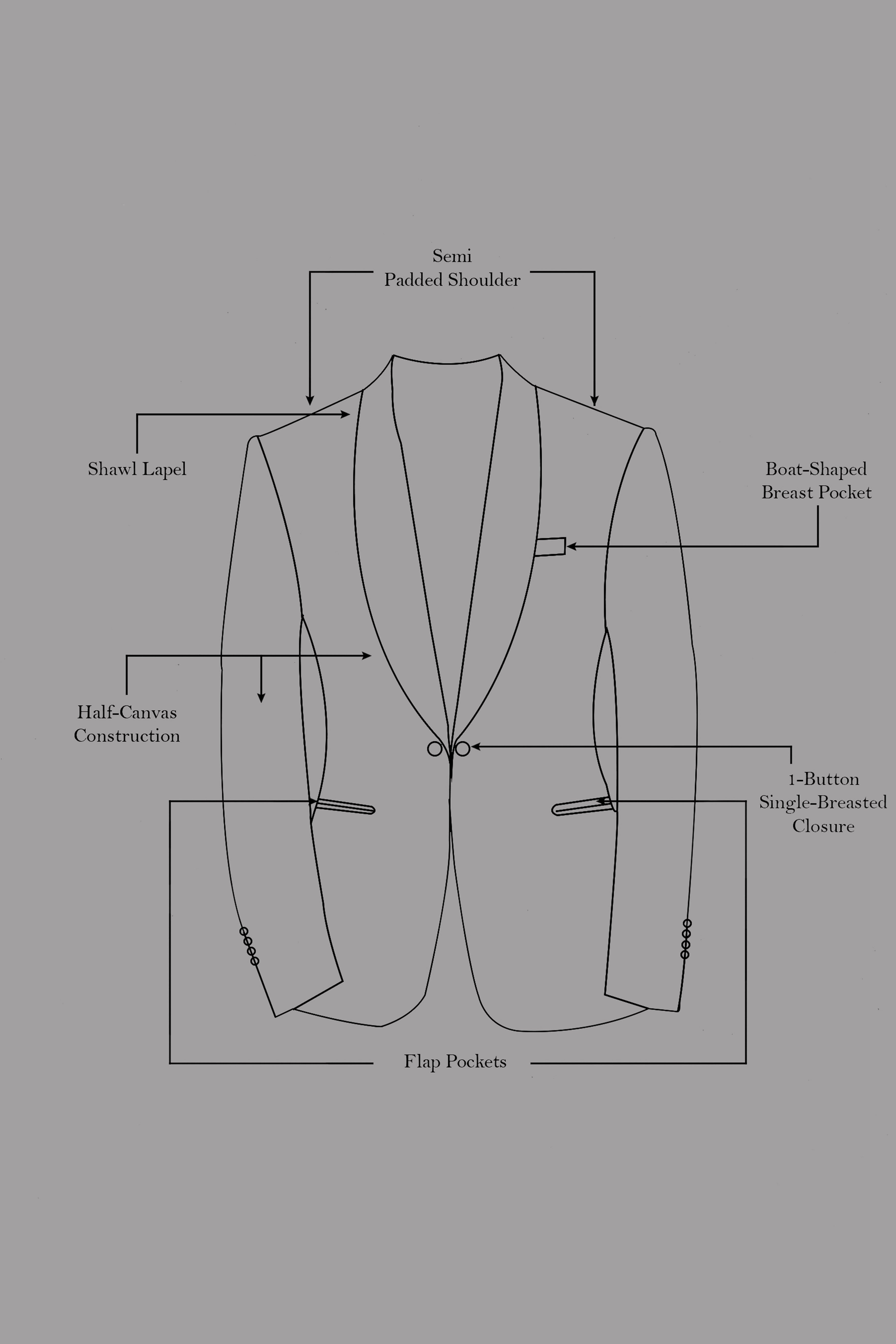 Zenith-Comet Gray Wool Rich Tuxedo Slight Stretch Blazer