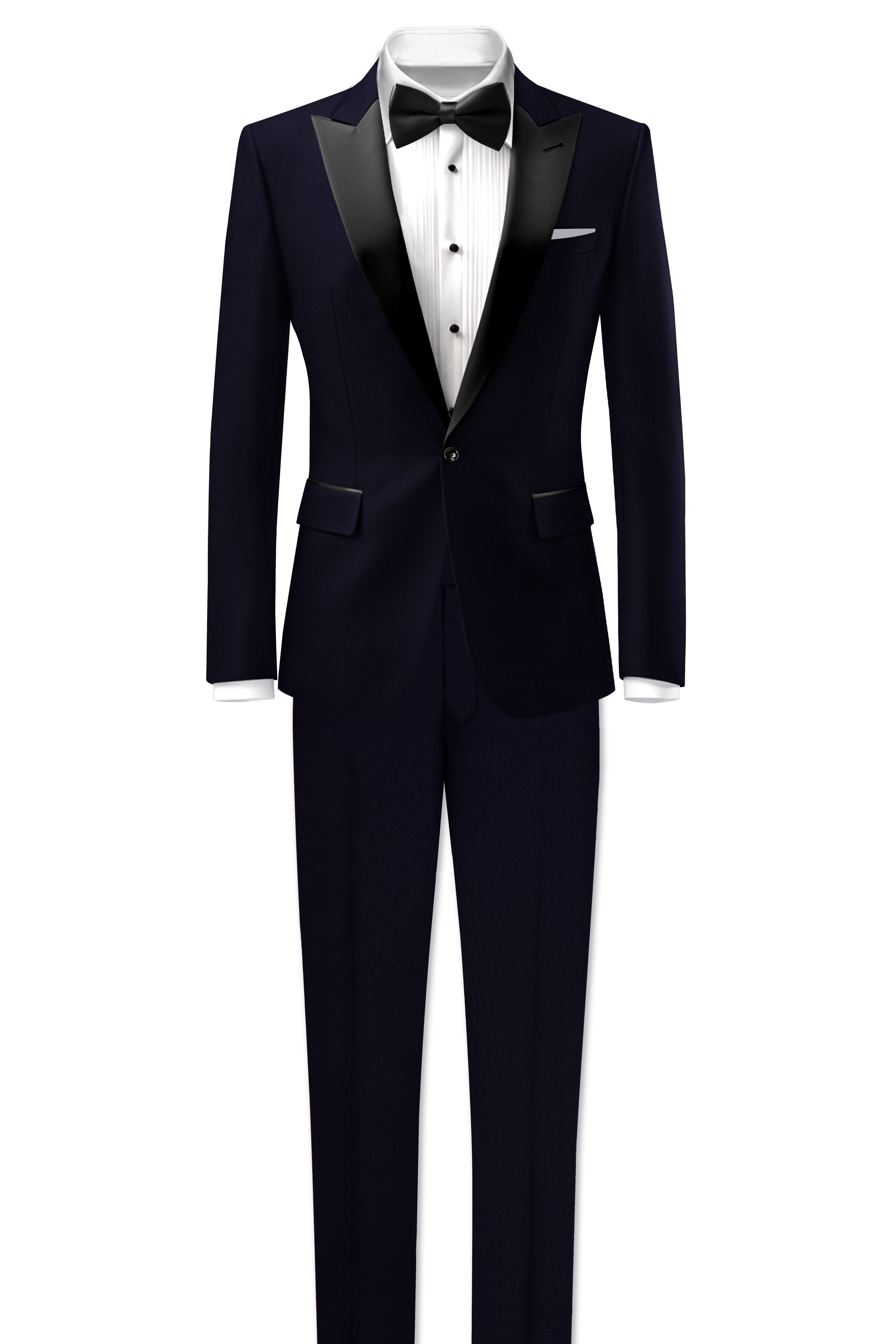 Vistaro-Korean Blue (The Best Blue We Have) 4-Way Stretch Wrinkle-Free Wool Rich Peak Lapel Tuxedo Slight Stretch Blazer