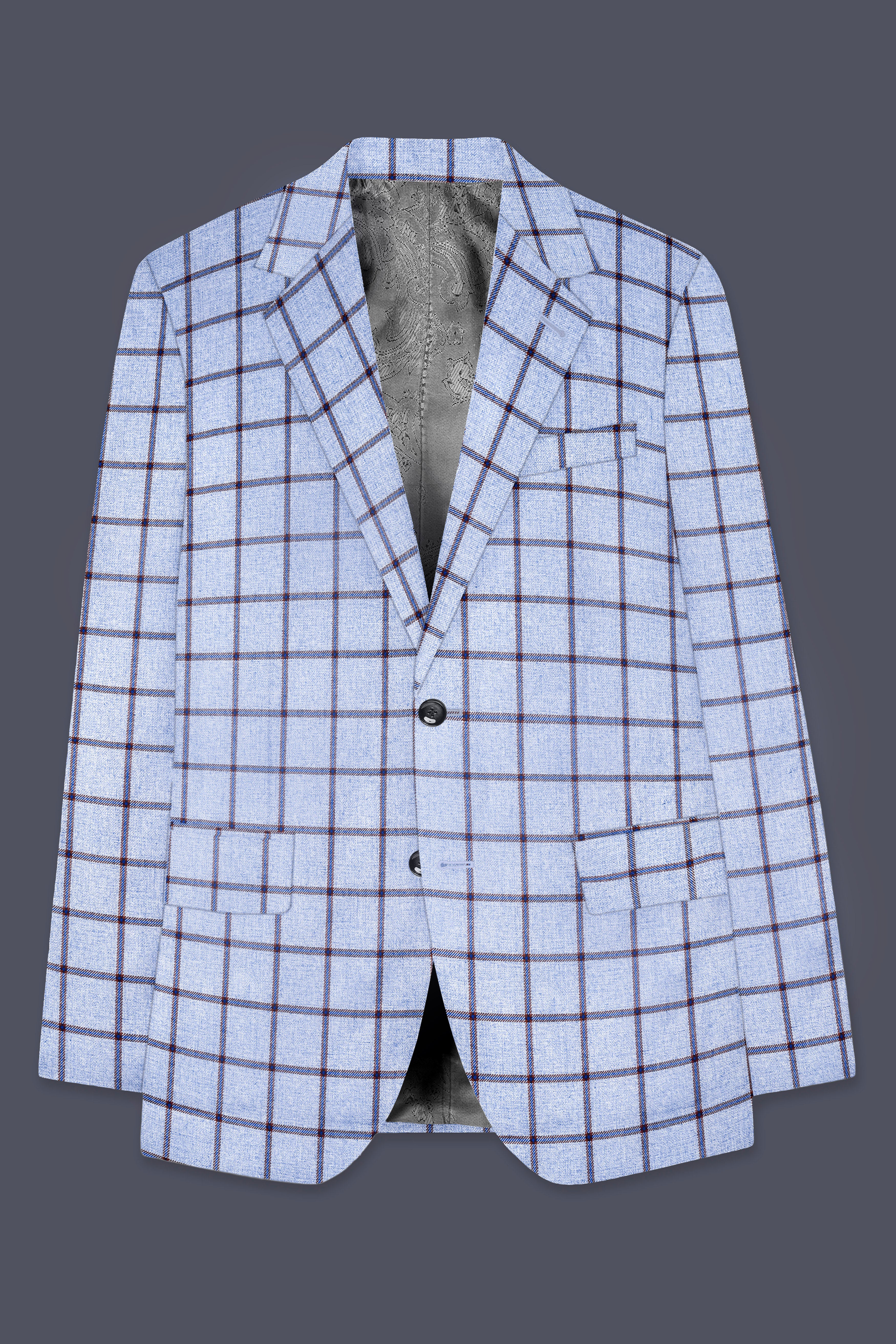 Mistrel-Spun Pearl Gray Windows Wool Rich Single Breasted Blazer