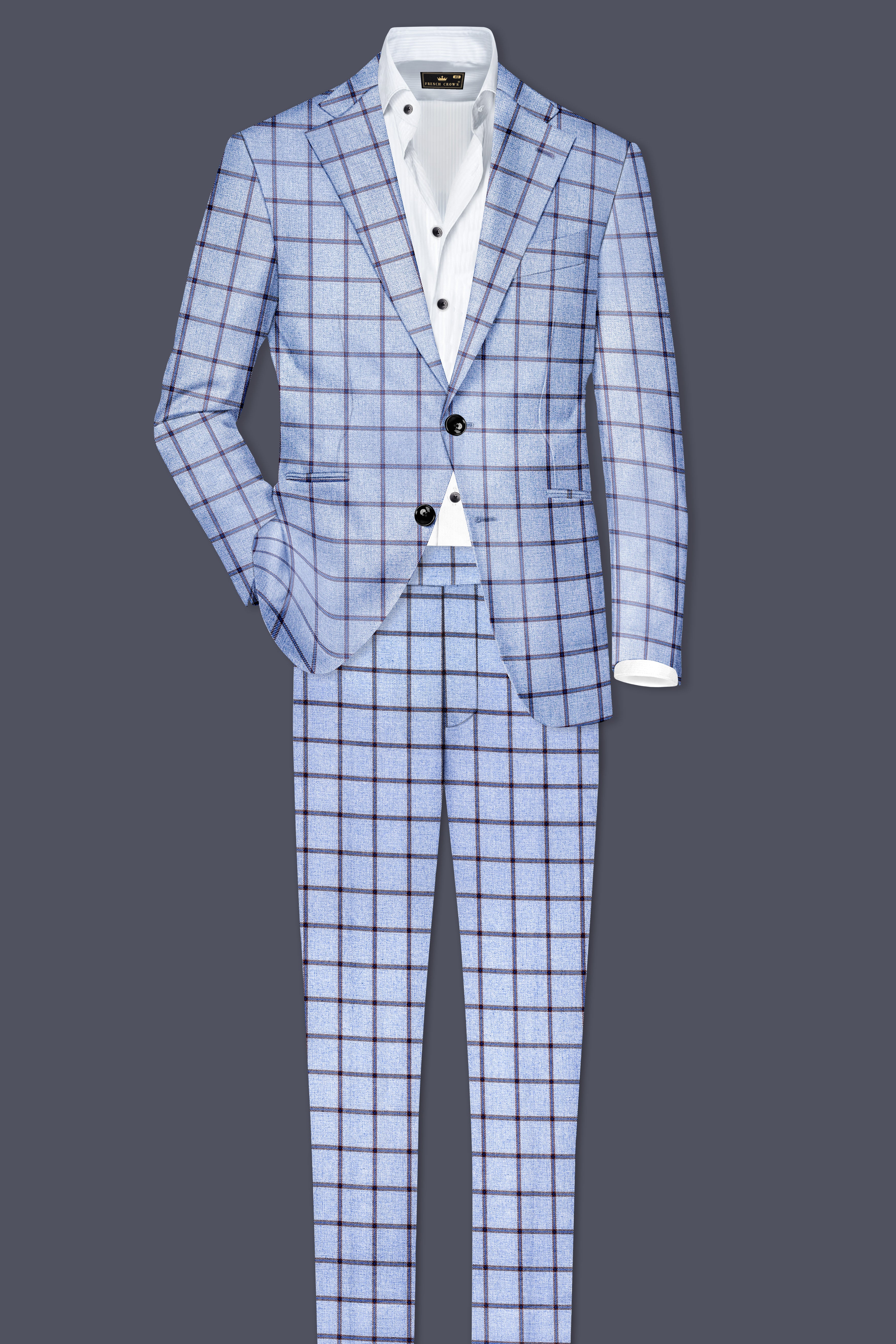 Mistrel-Spun Pearl Gray Windows Wool Rich Single Breasted Blazer