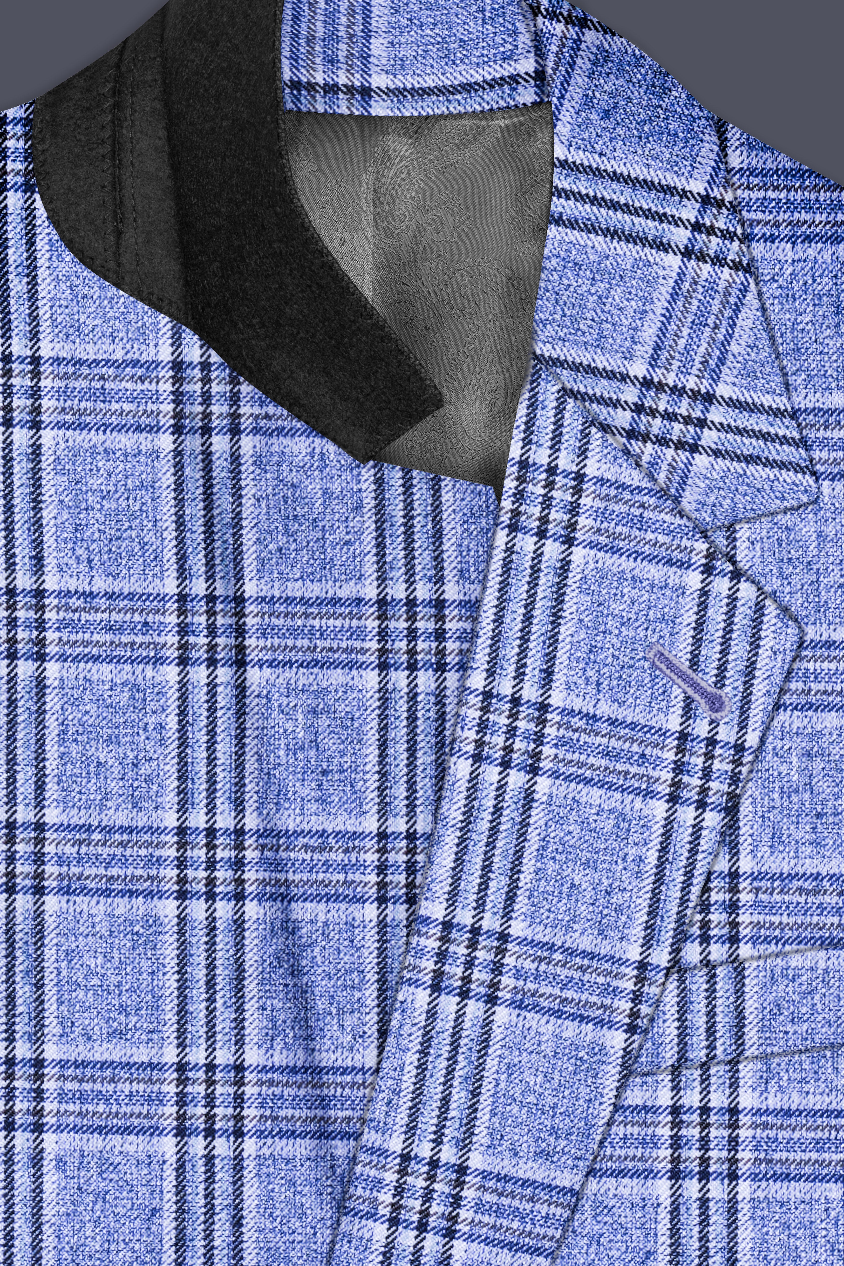 Ceriste-Bayoux Blue Plaid Wool Rich Single Breasted Blazer