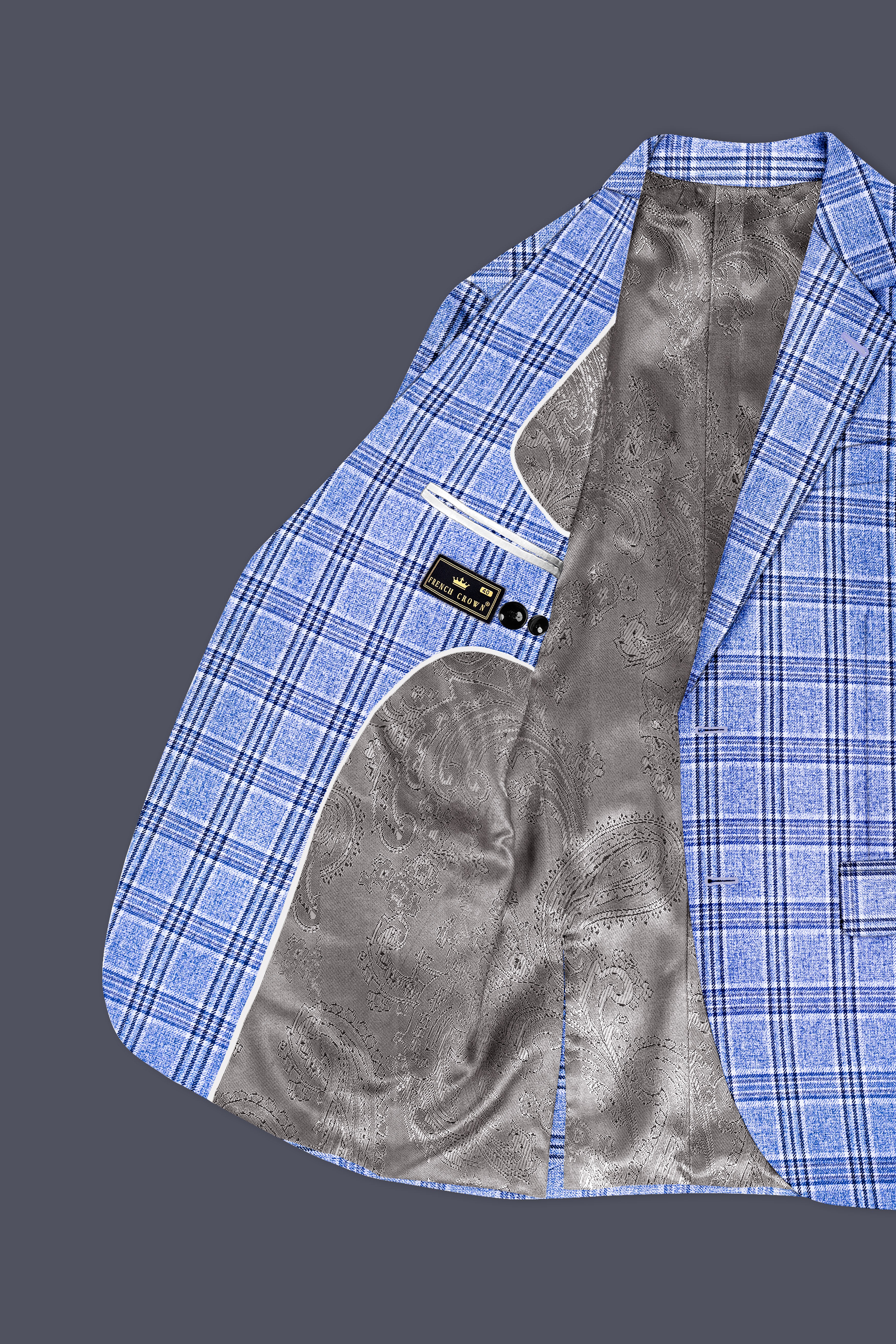 Ceriste-Bayoux Blue Plaid Wool Rich Single Breasted Blazer