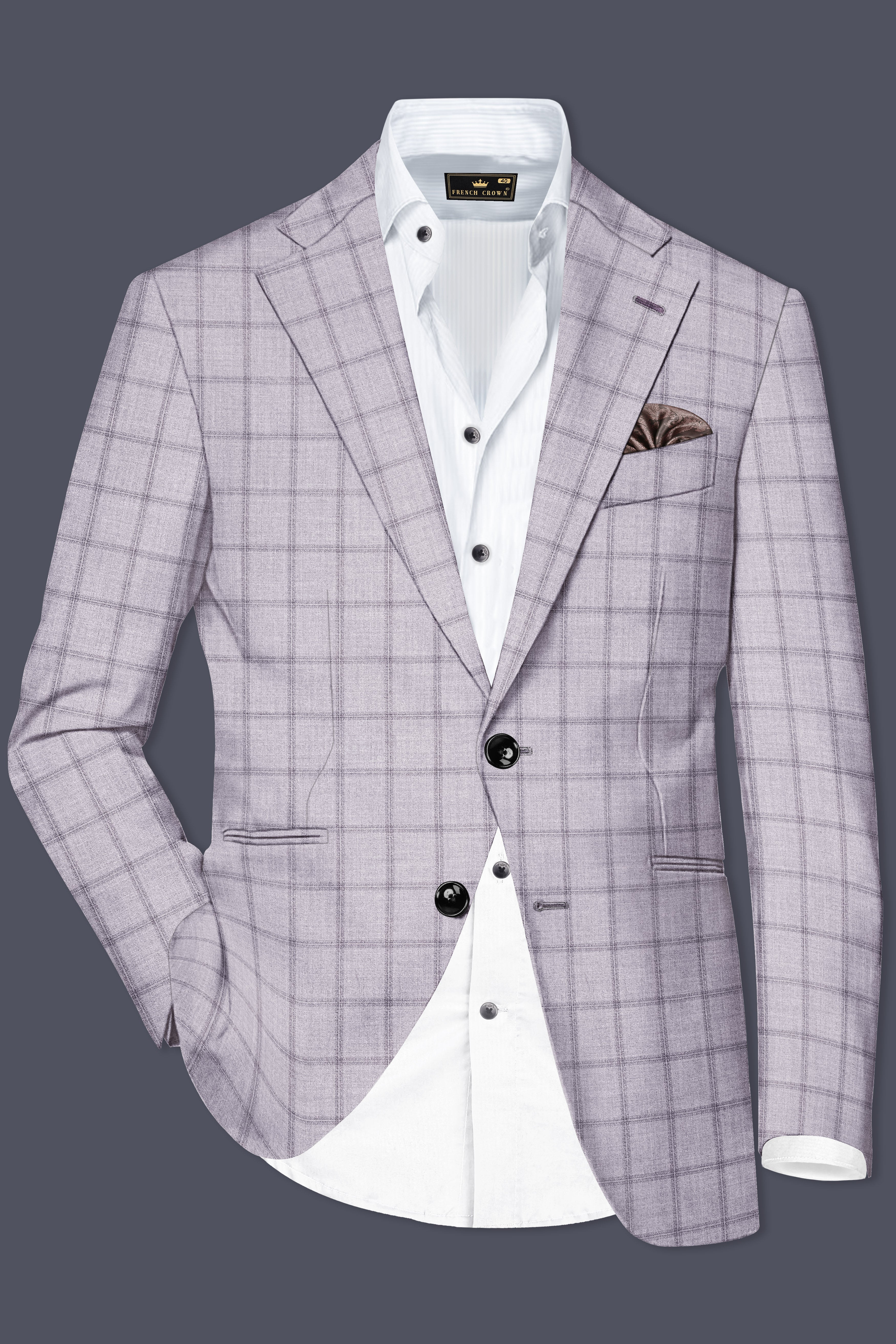 Trevane-Concord Gray Plaid Wool Rich Single Breasted Blazer