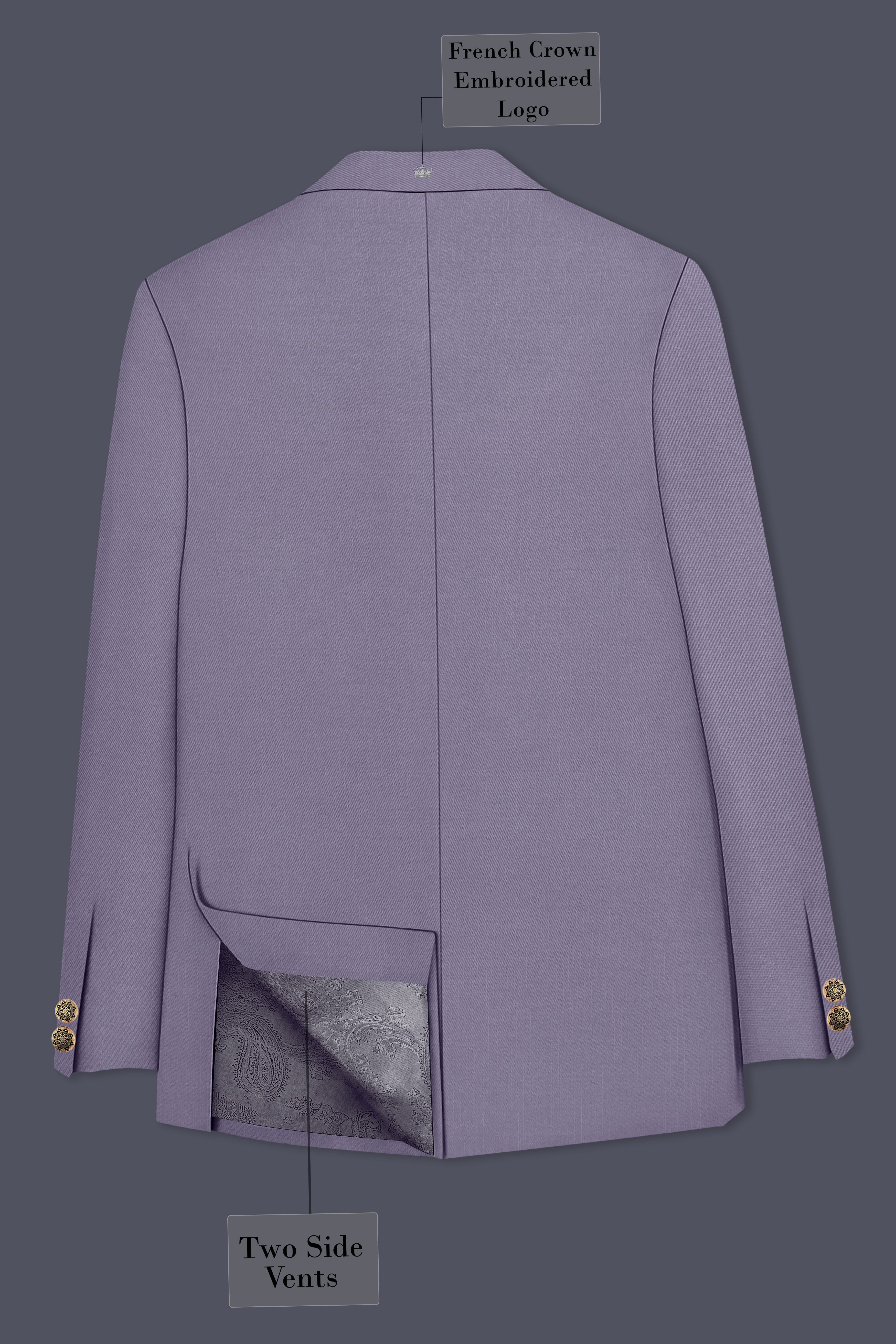 Roylen-Mountbatten Purple Wool Rich Bandhgala Slight Stretch Blazer