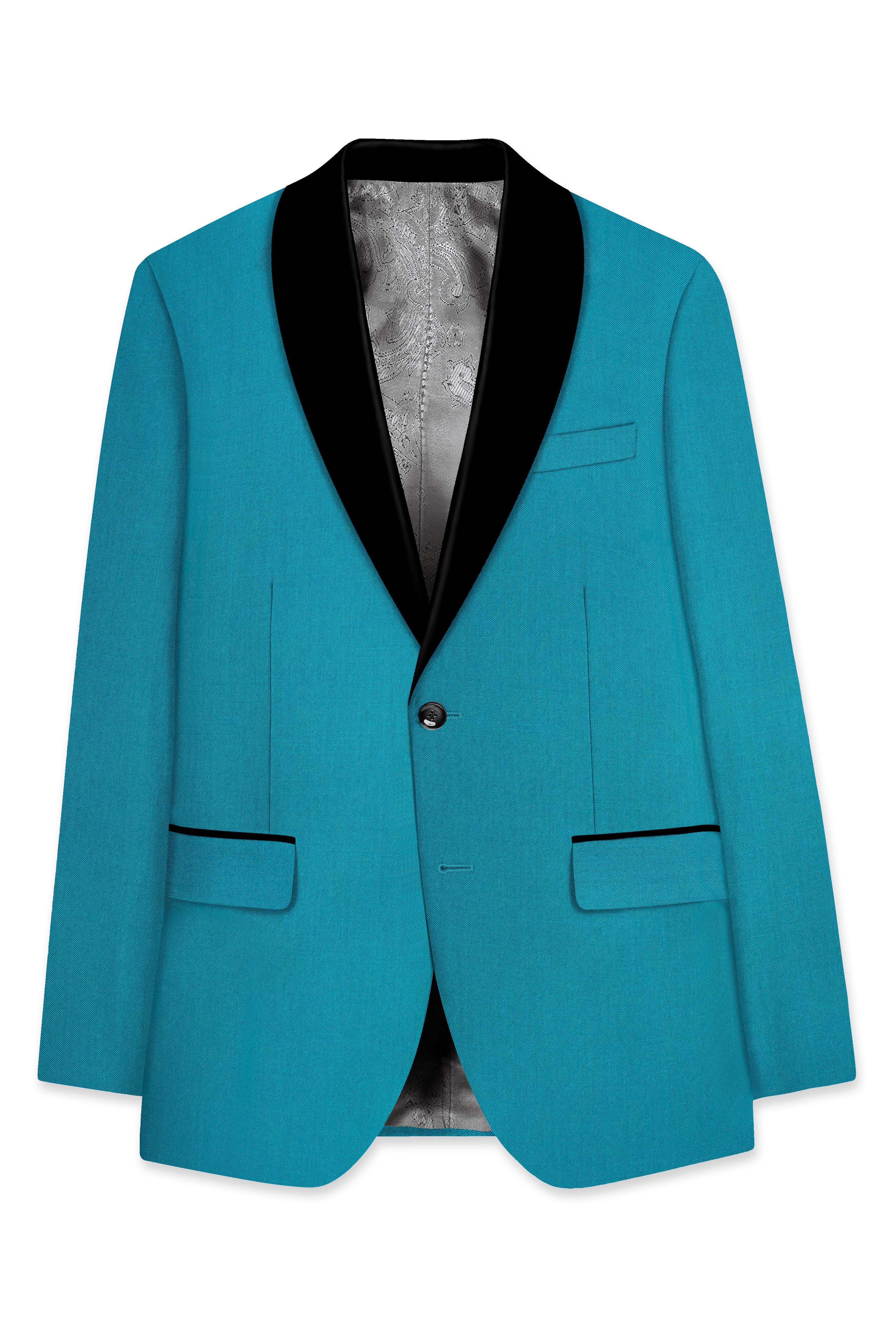 Zephirsurfie Green Wool Rich Tuxedo Slight Stretch Blazer