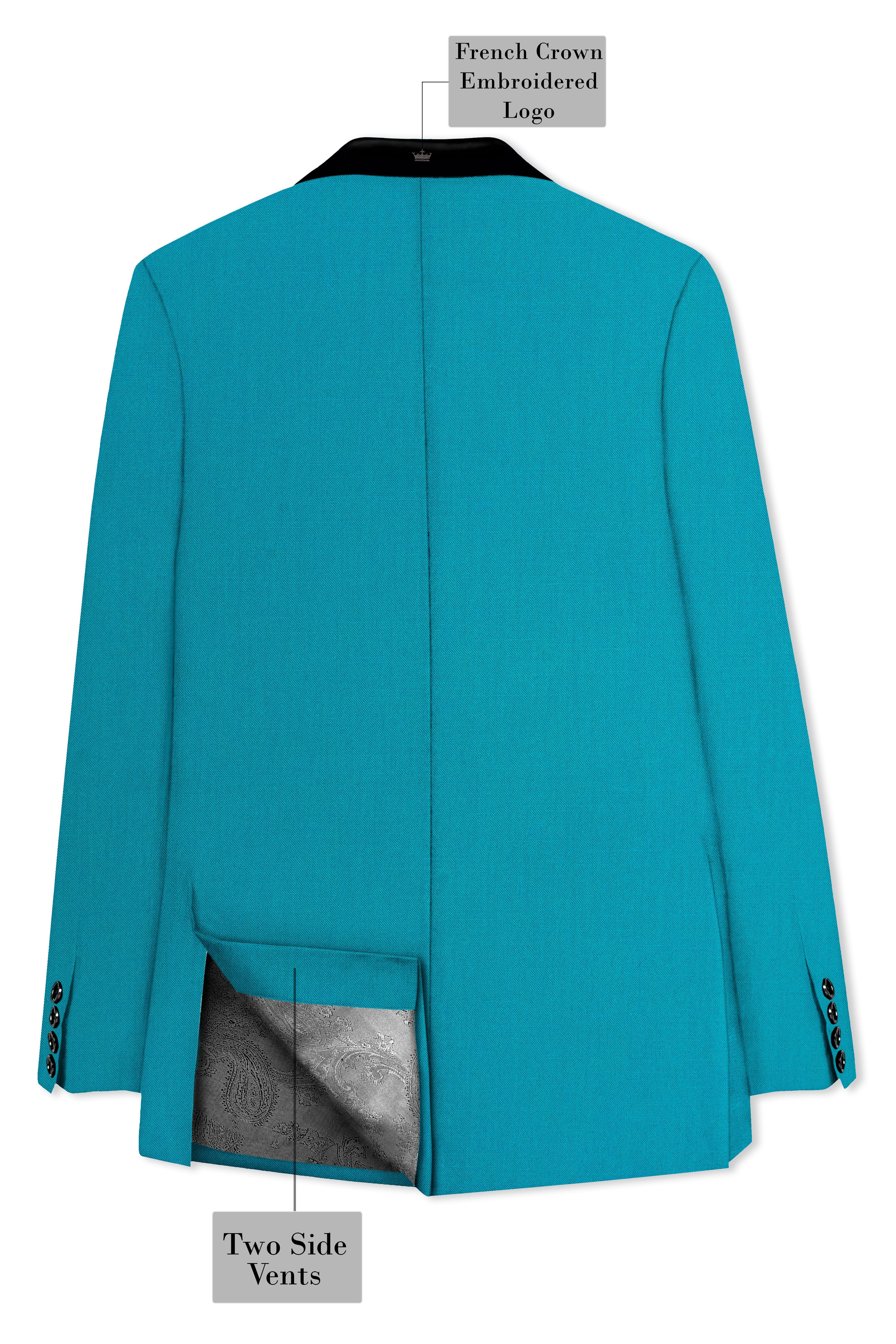 Zephirsurfie Green Wool Rich Tuxedo Slight Stretch Blazer