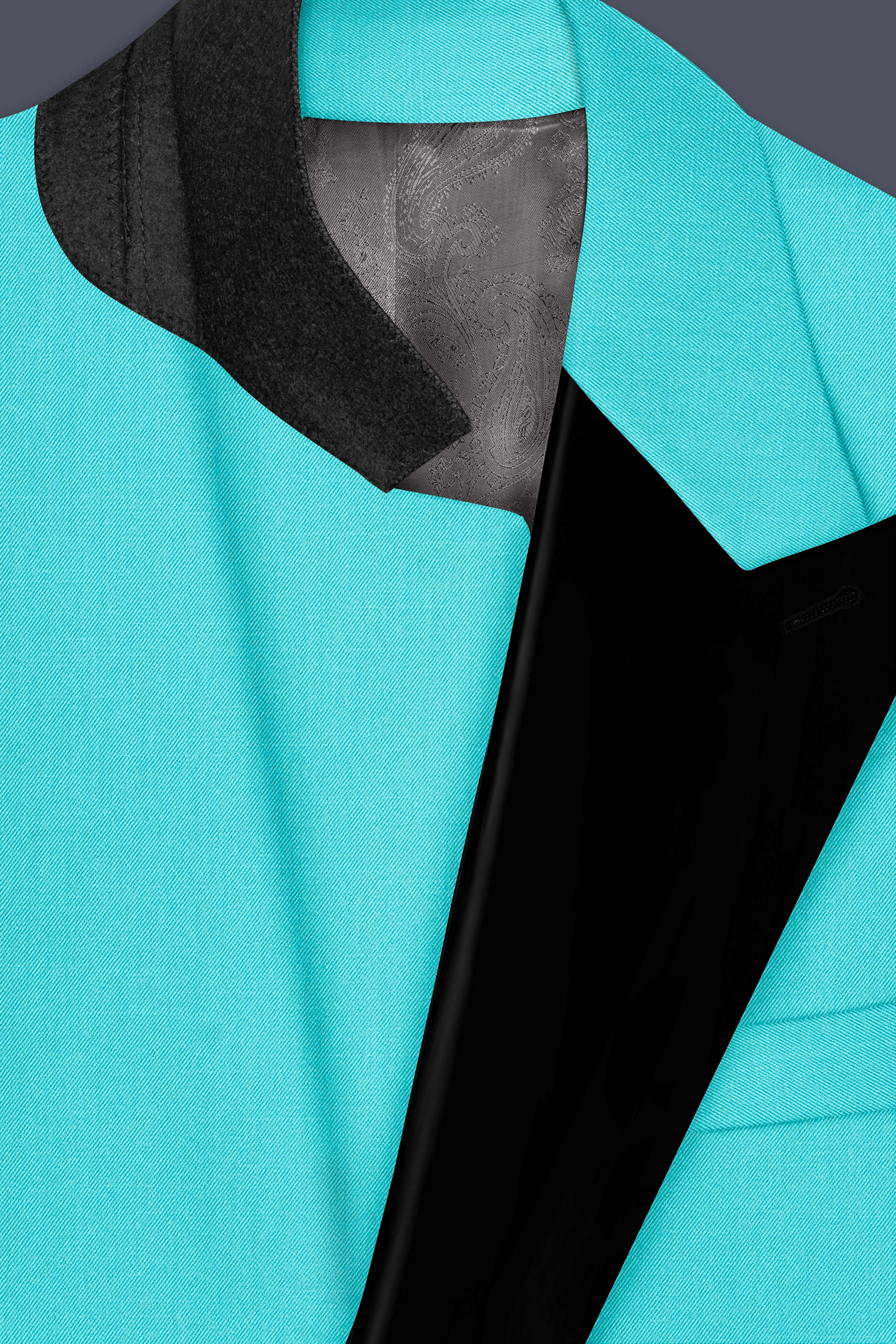 Aegir-Viking Blue Wool Rich Peak Lapel Tuxedo Slight Stretch Blazer