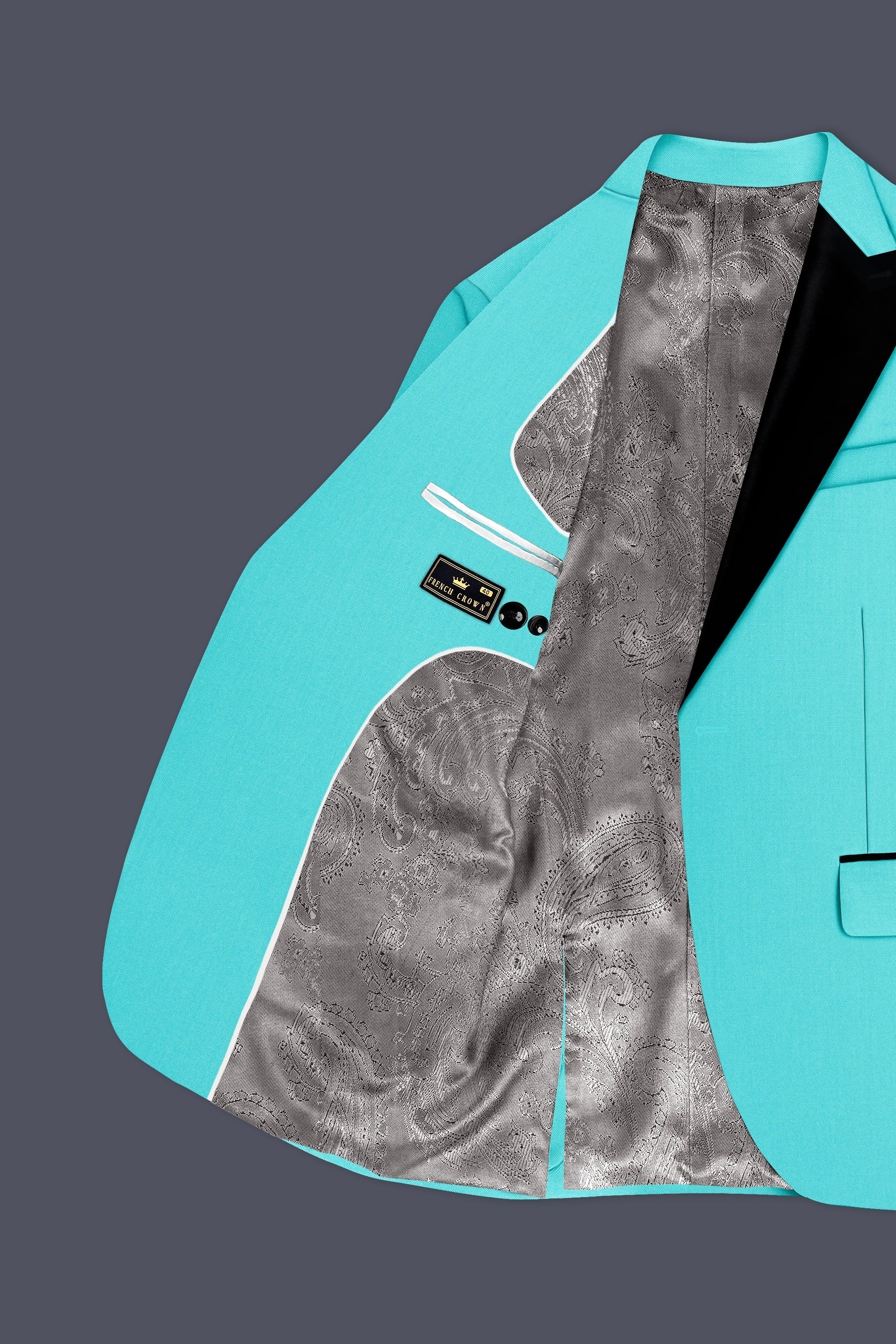 Aegir-Viking Blue Wool Rich Peak Lapel Tuxedo Slight Stretch Blazer