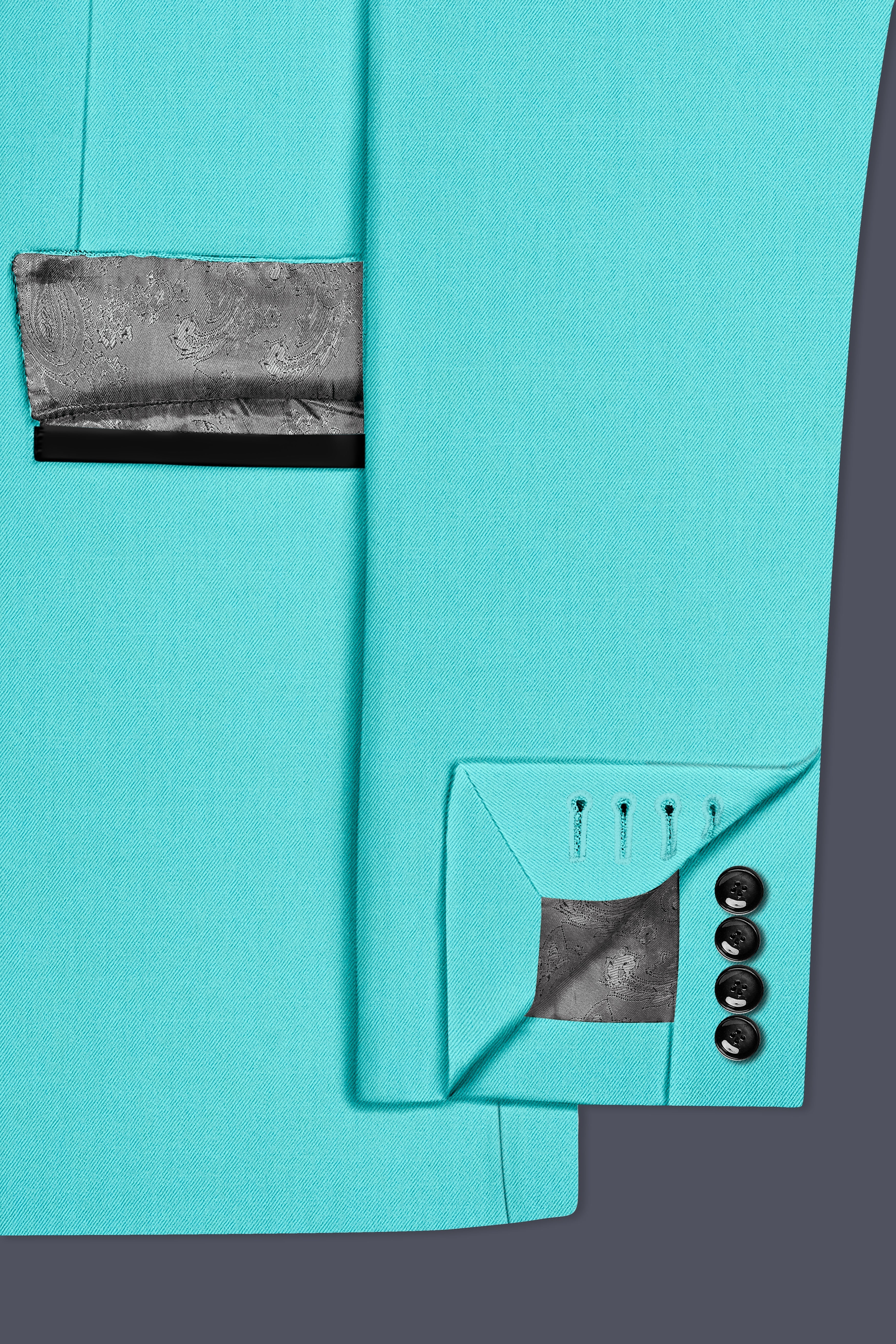 Aegir-Viking Blue Wool Rich Peak Lapel Tuxedo Slight Stretch Blazer