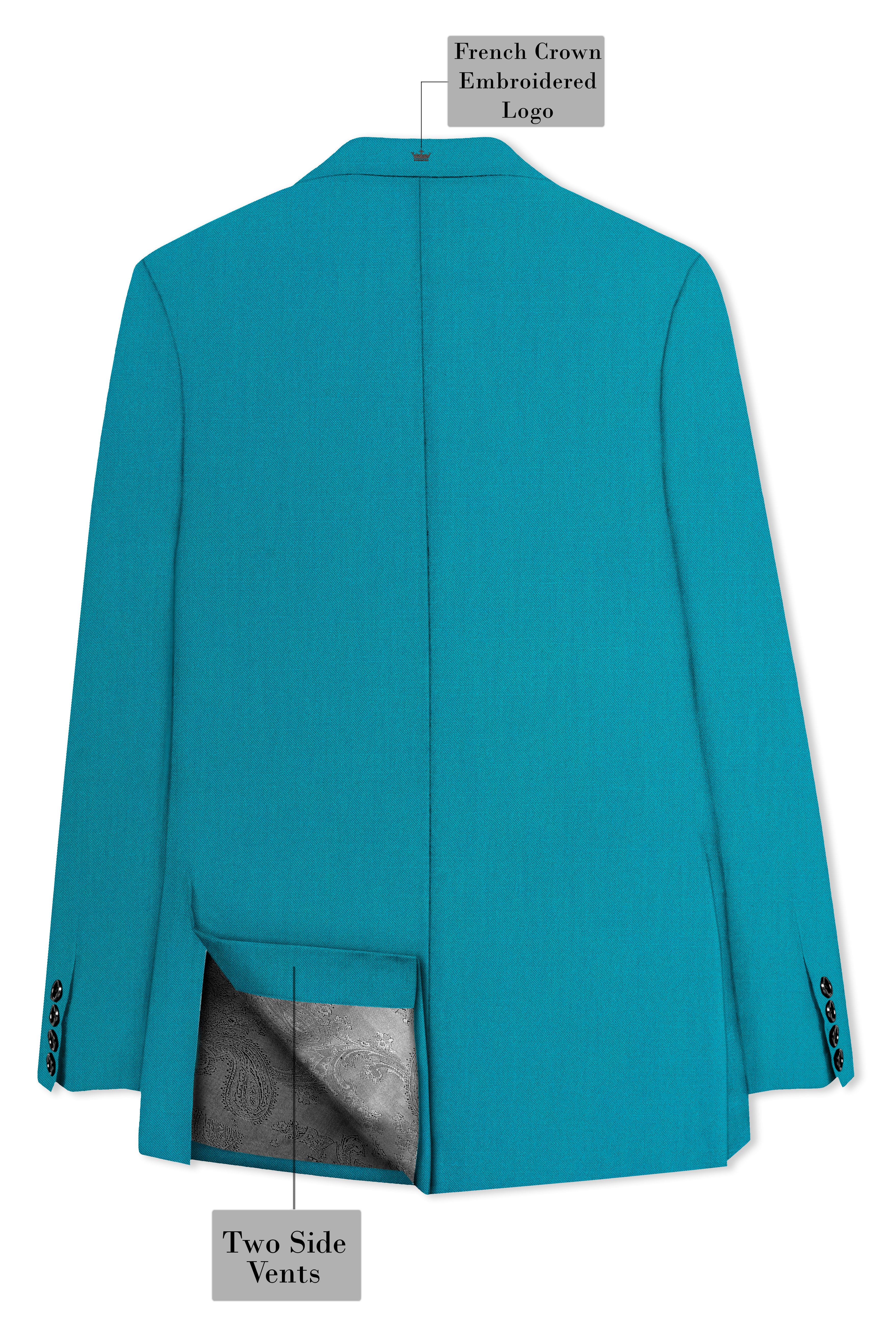 Zephir-Surfie Green Wool Rich Peak Lapel Tuxedo Stretchable Traveler Blazer