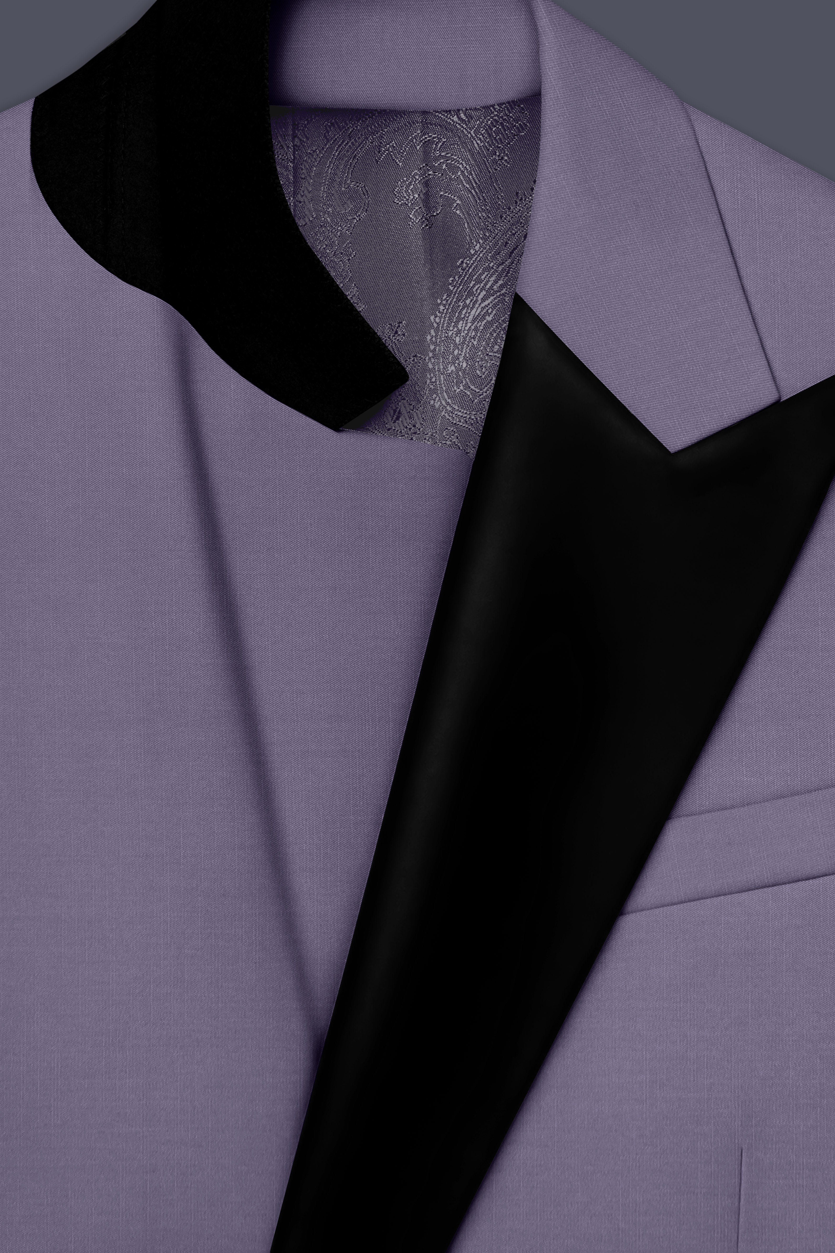 Roylen-Mountbatten Purple Wool Rich Peak Lapel Tuxedo Slight Stretch Blazer