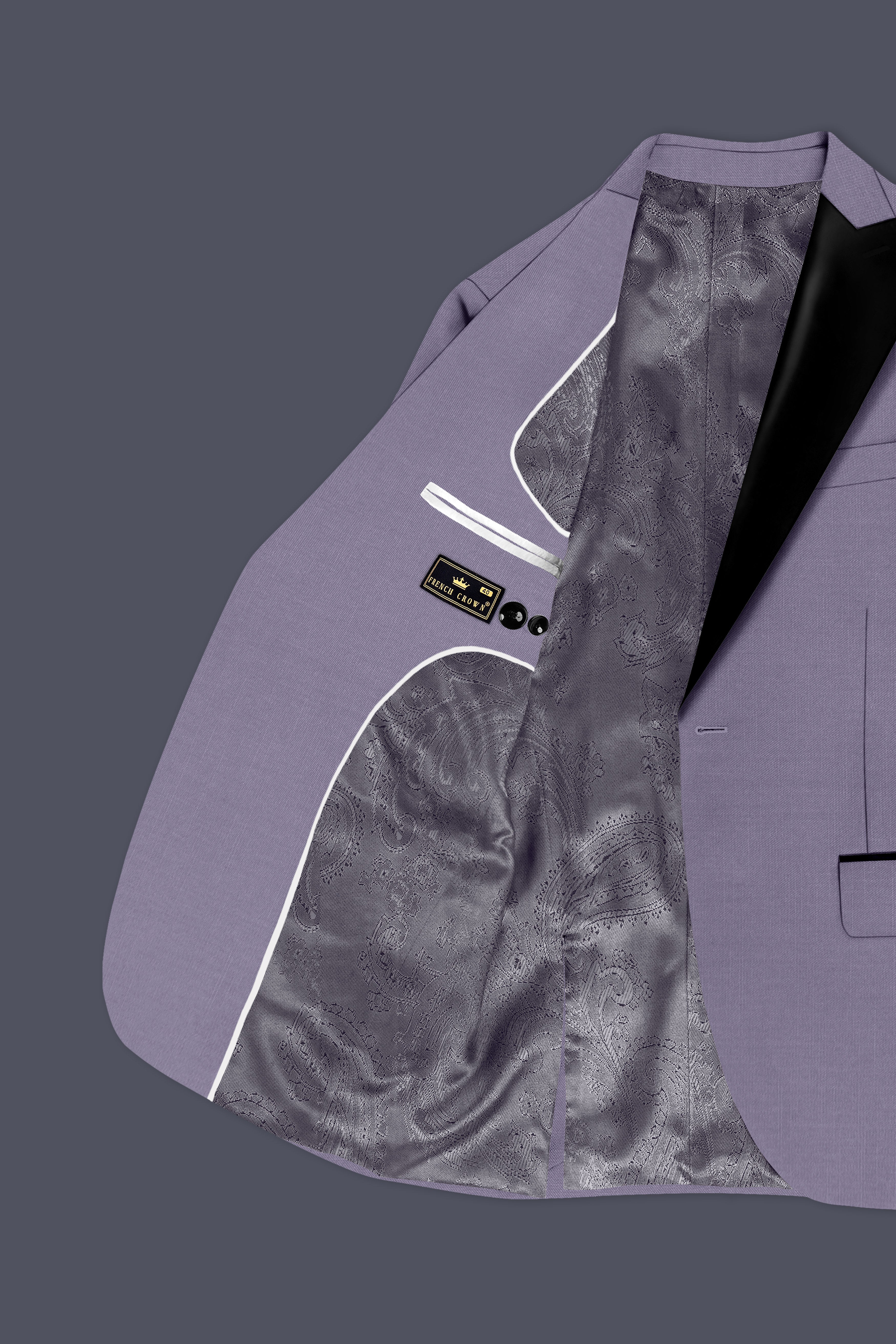 Roylen-Mountbatten Purple Wool Rich Peak Lapel Tuxedo Slight Stretch Blazer