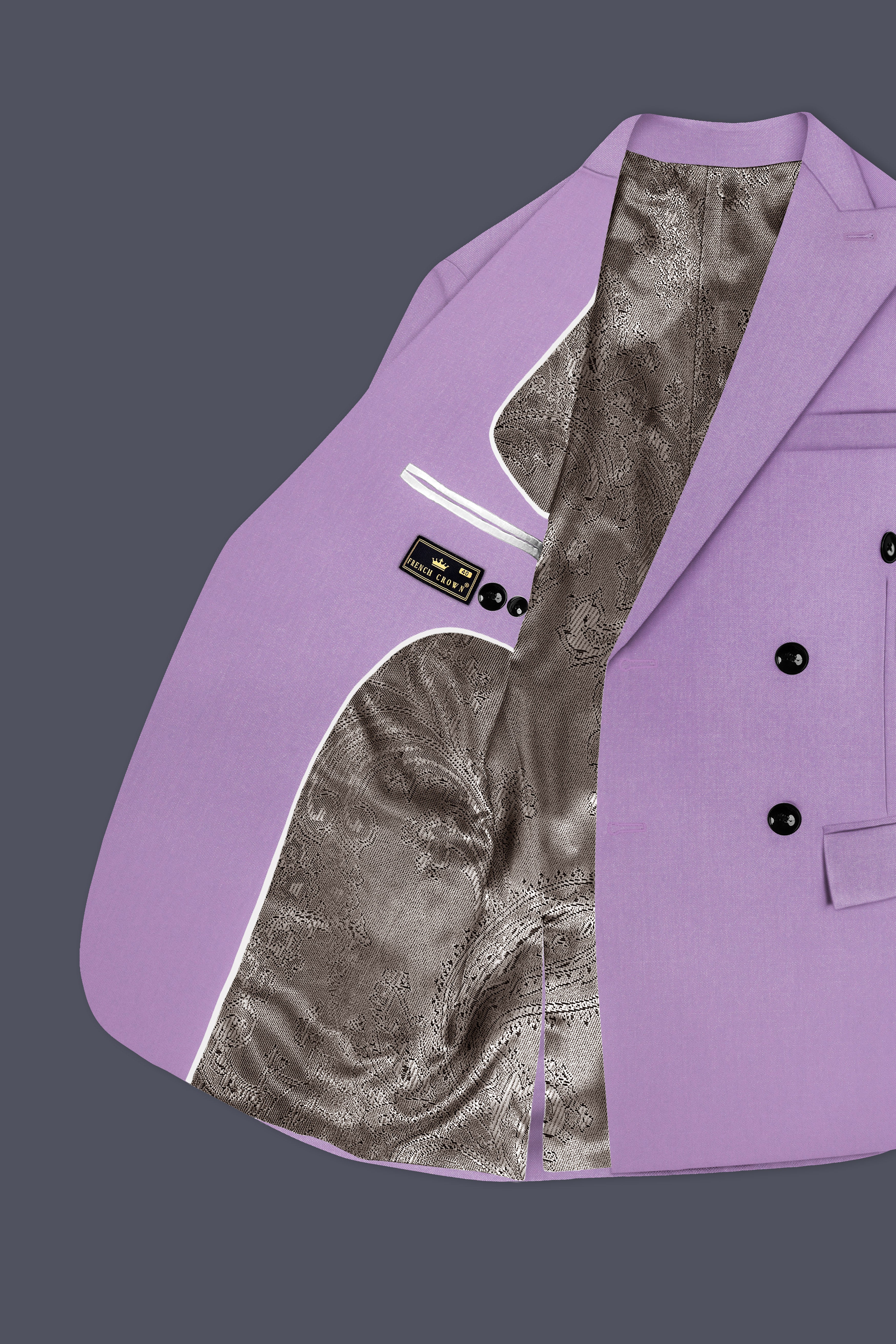 Roylen-Mountbatten Purple Wool Rich Double Breasted Stretchable Traveler Blazer