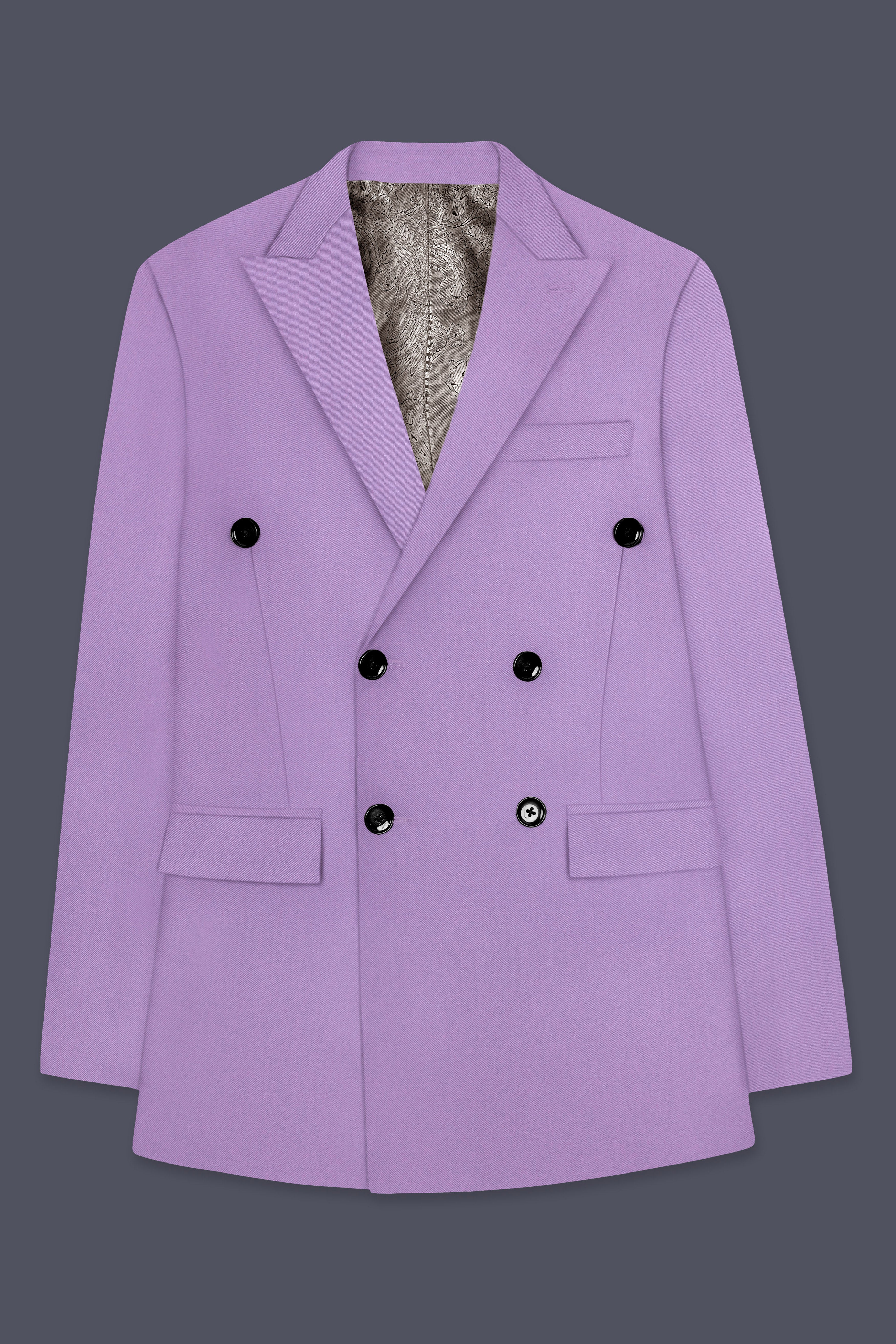 Roylen-Mountbatten Purple Wool Rich Double Breasted Stretchable Traveler Blazer