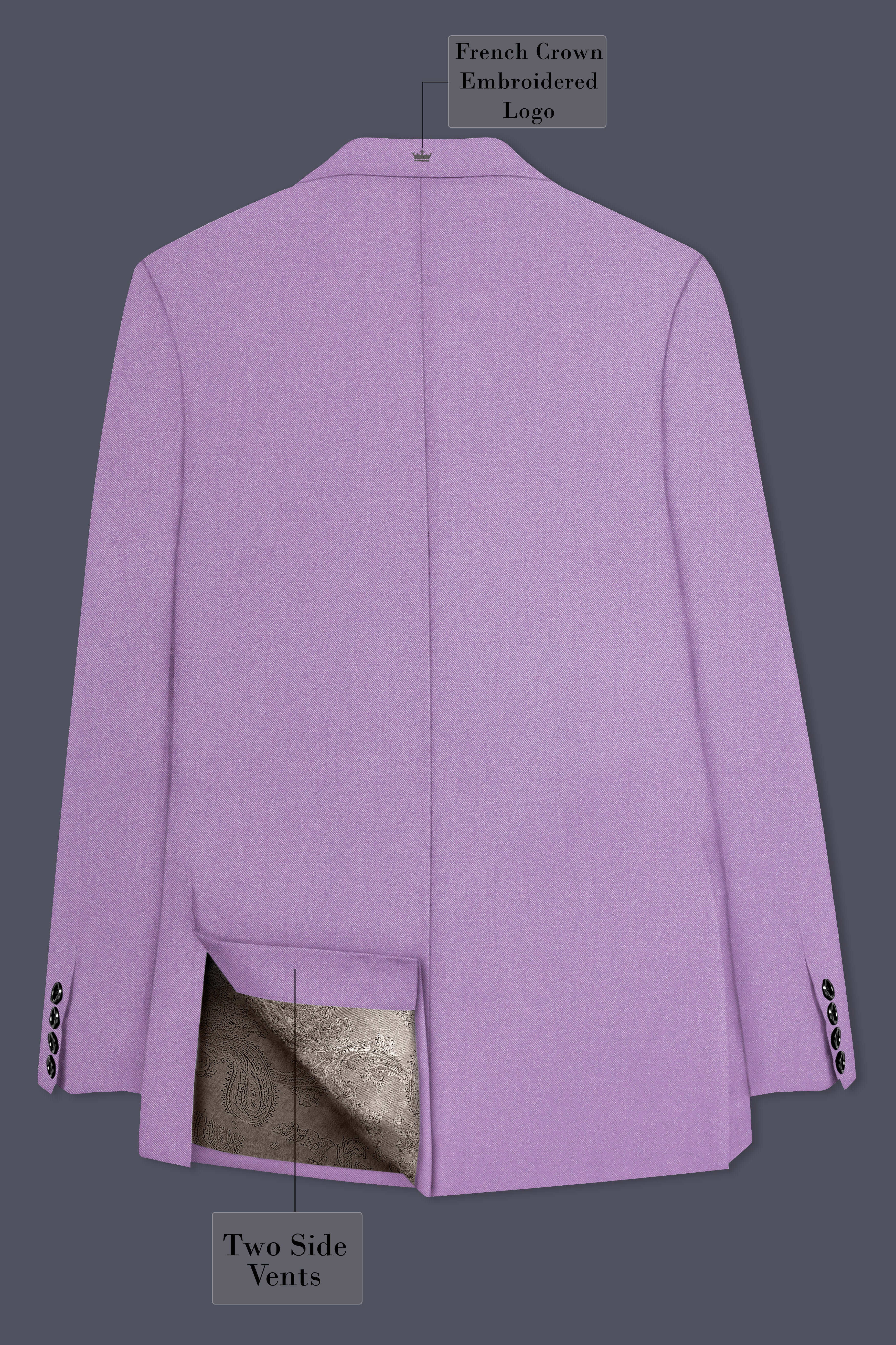 Roylen-Mountbatten Purple Wool Rich Double Breasted Stretchable Traveler Blazer