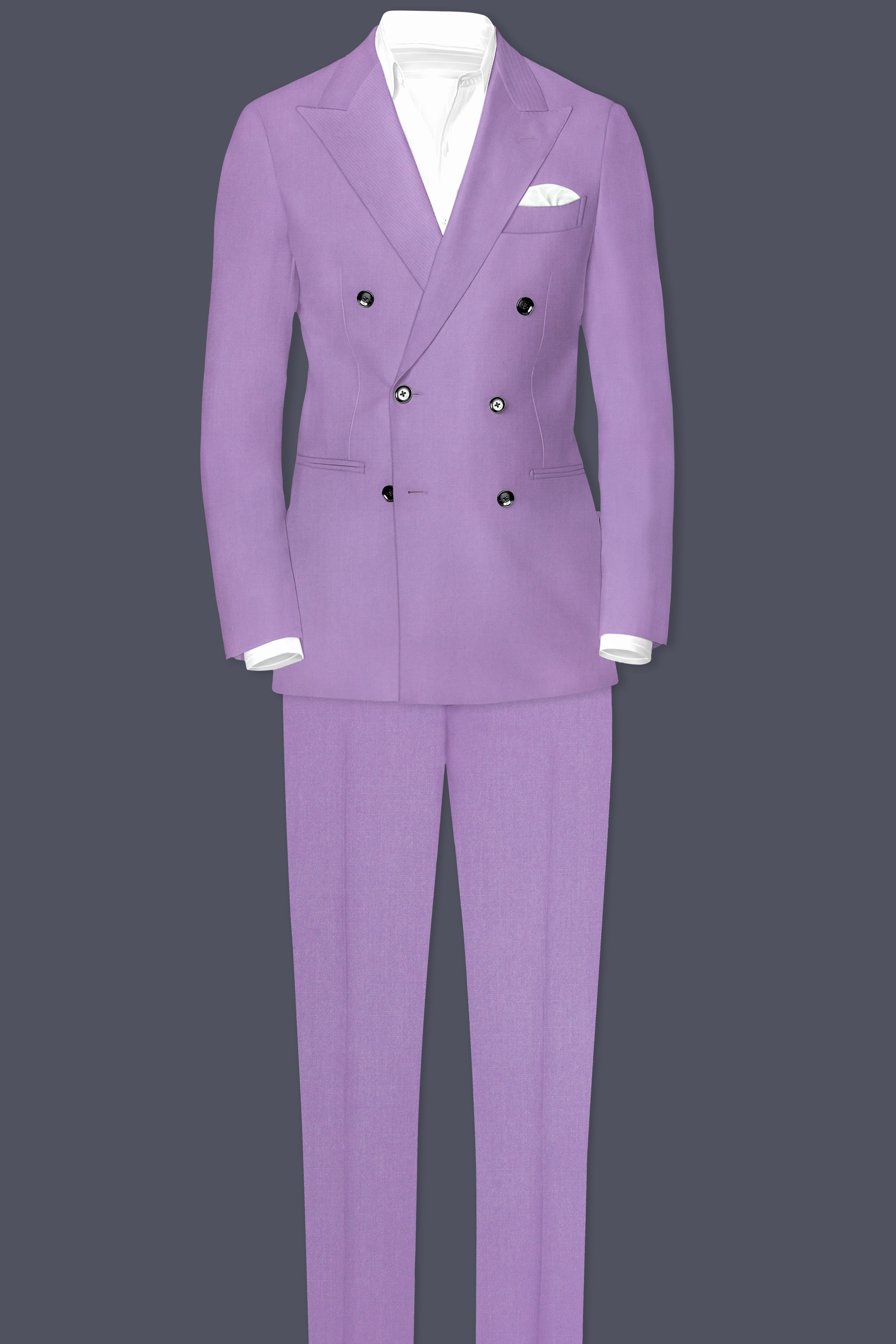 Roylen-Mountbatten Purple Wool Rich Double Breasted Stretchable Traveler Blazer