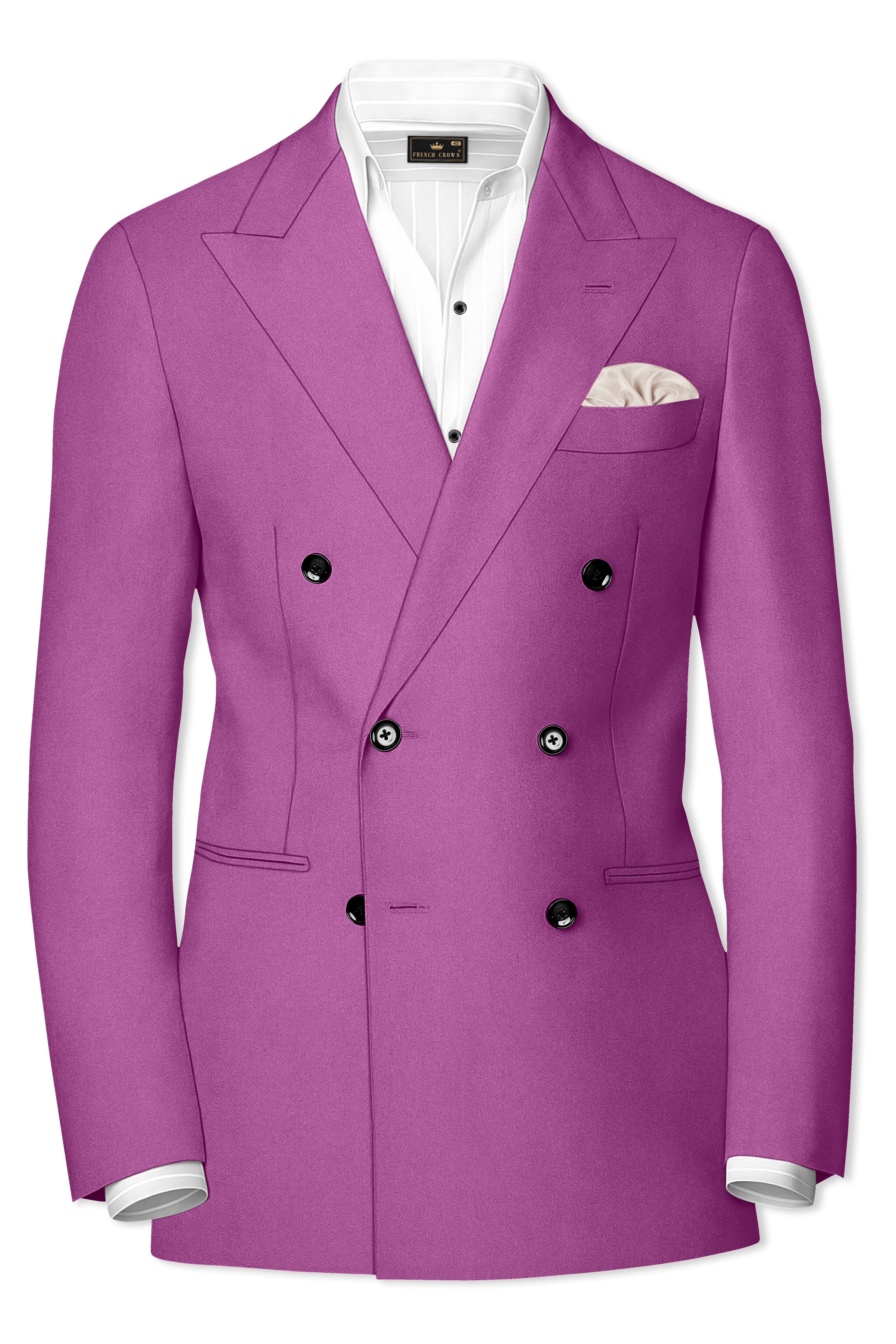 Rosvoy-Trendy Pink Wool Rich Double Breasted Stretchable Traveler Blazer