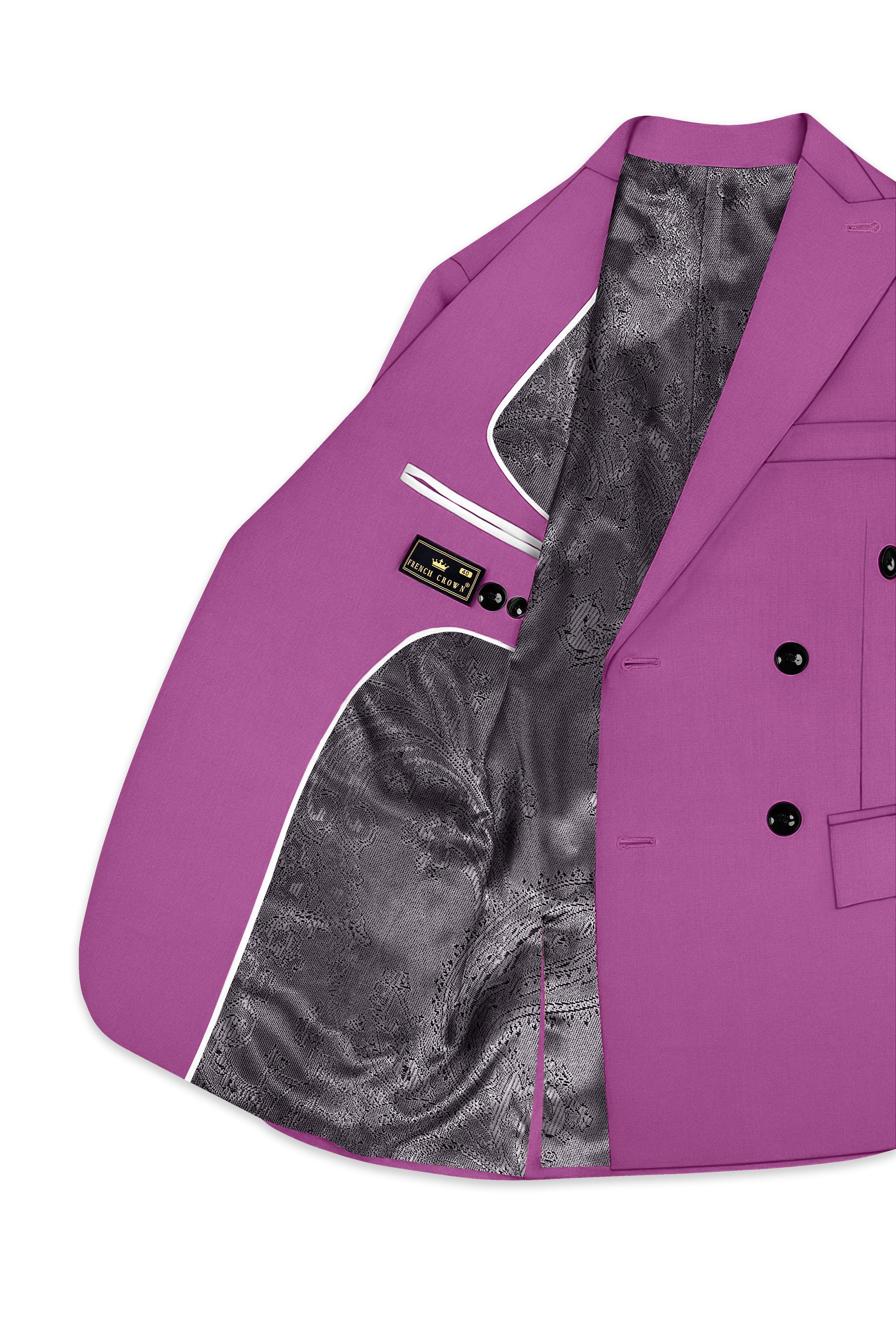 Rosvoy-Trendy Pink Wool Rich Double Breasted Stretchable Traveler Blazer