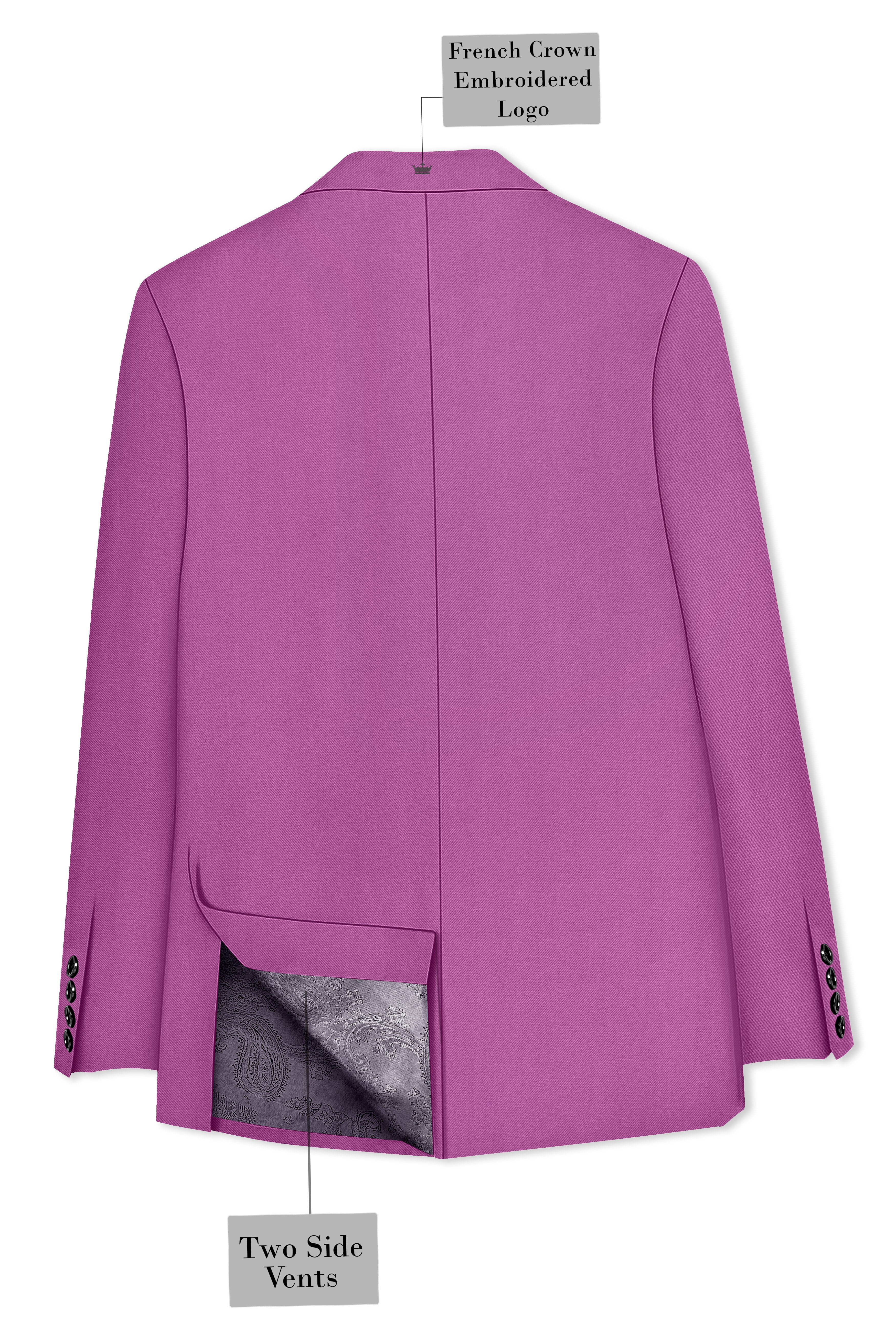Rosvoy-Trendy Pink Wool Rich Double Breasted Stretchable Traveler Blazer