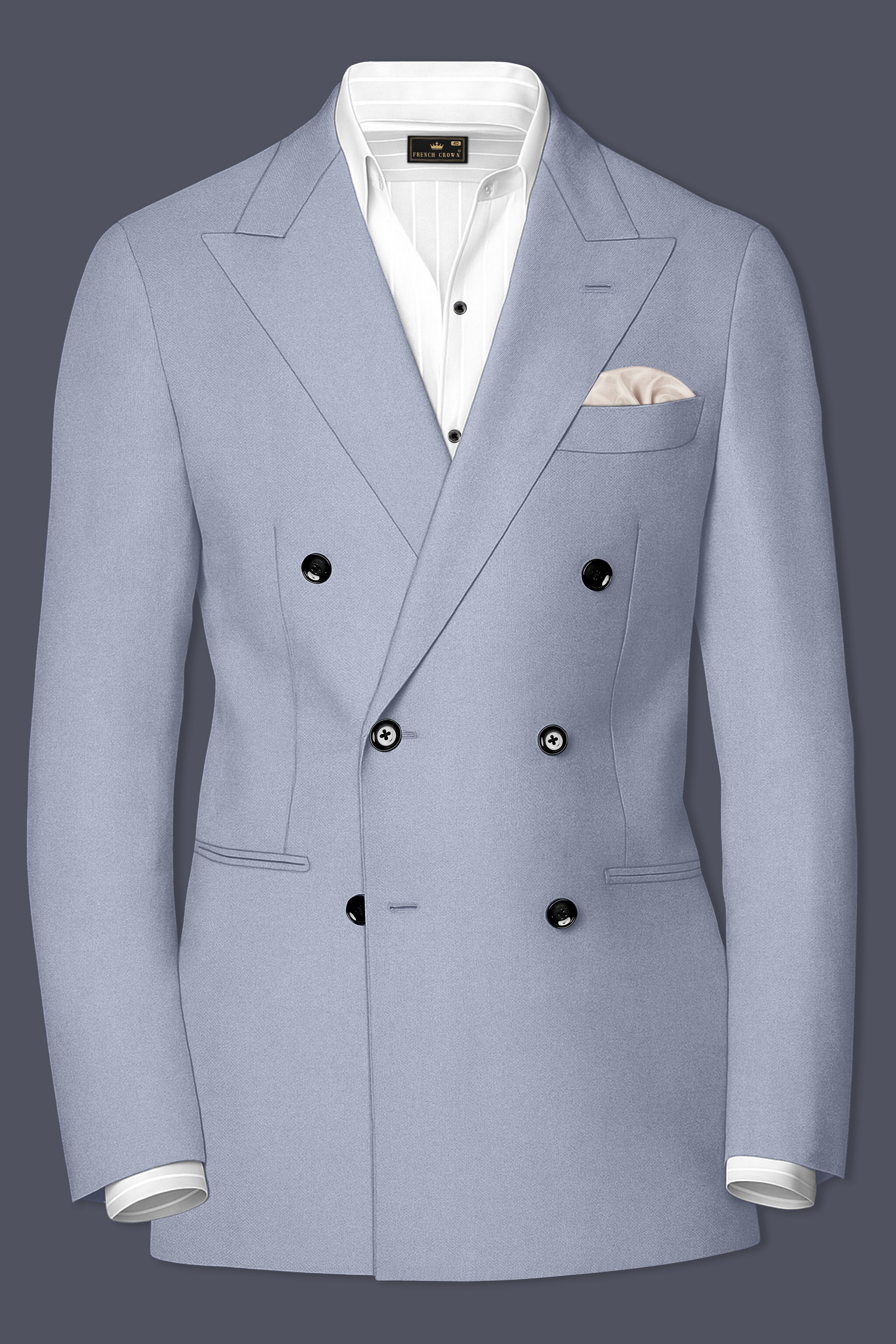 Silgrove-Loblolly Gray Wool Rich Double Breasted Stretchable Traveler Blazer