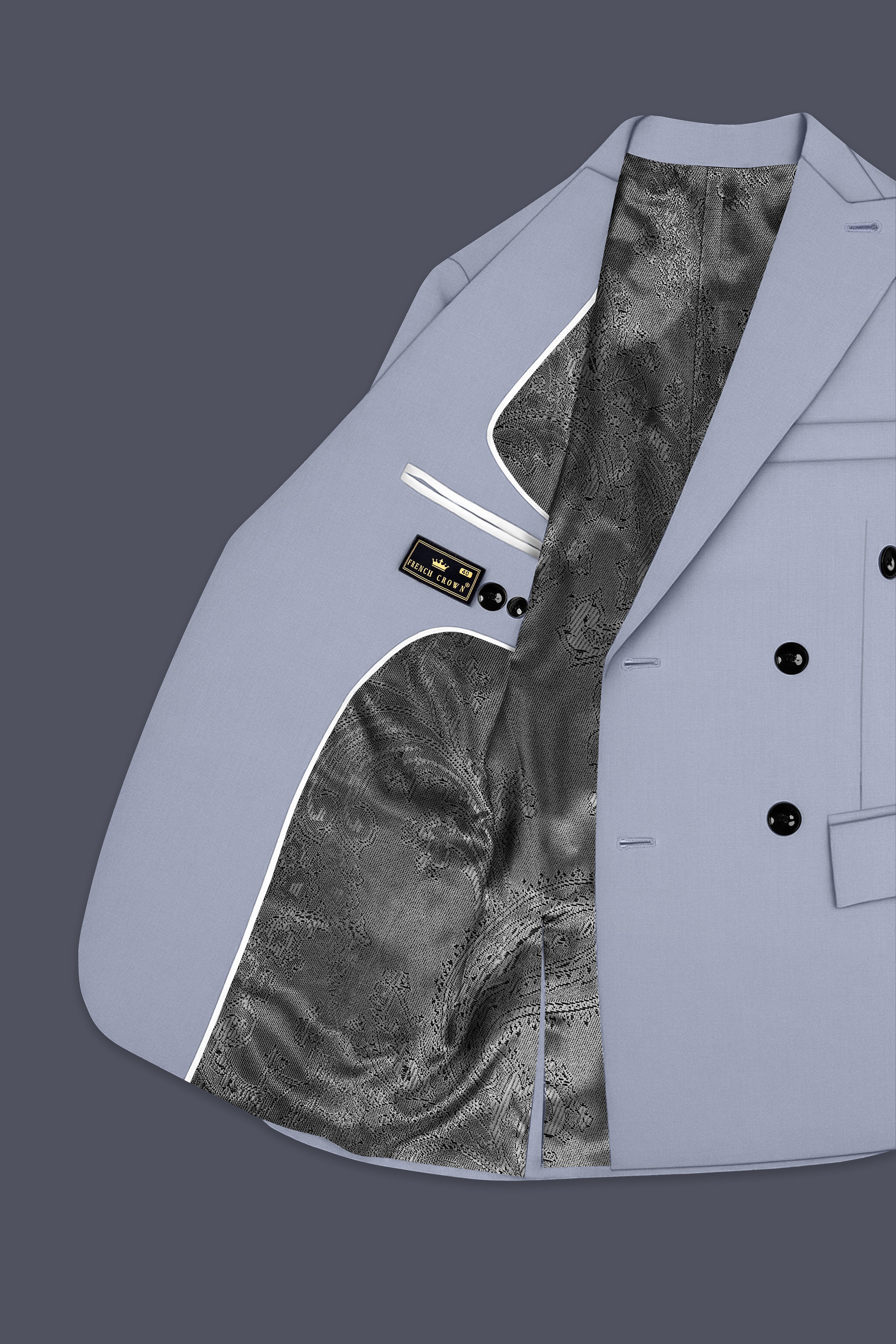 Silgrove-Loblolly Gray Wool Rich Double Breasted Stretchable Traveler Blazer